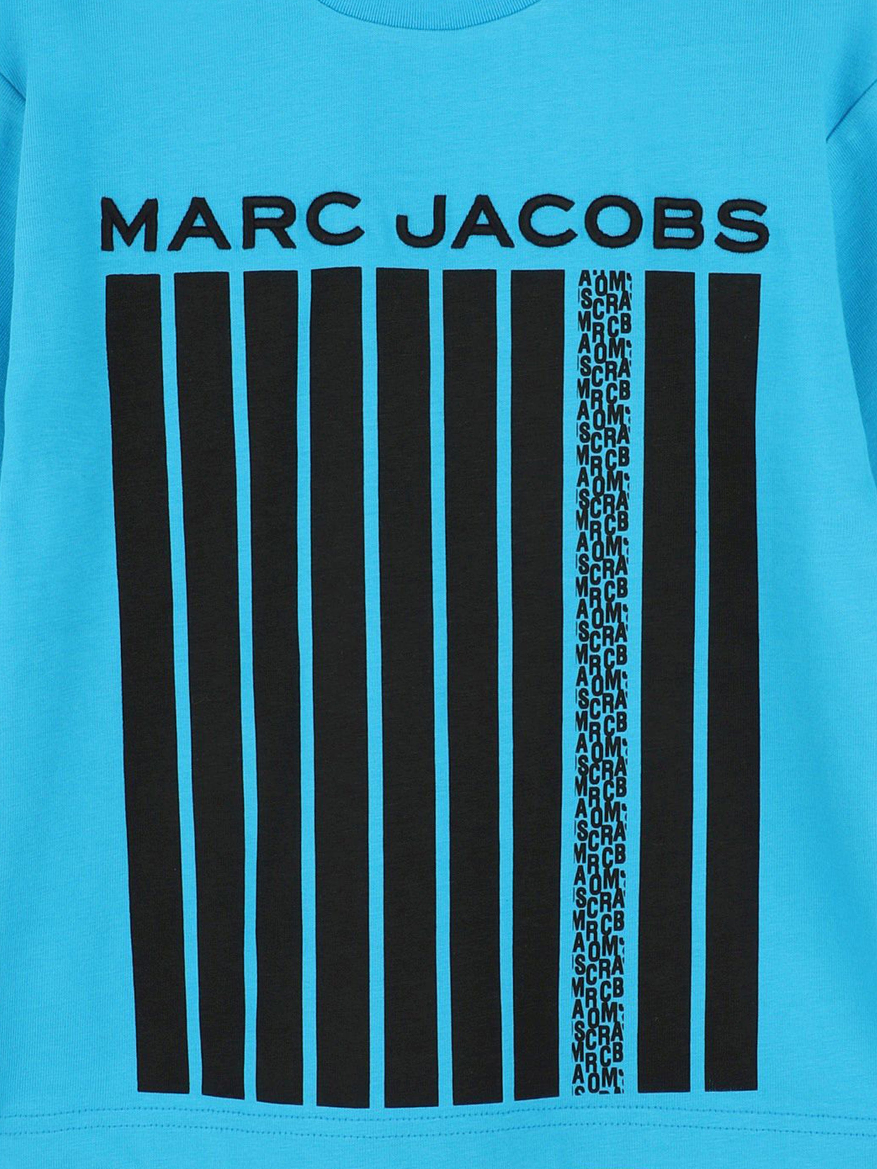 Boys Striped Logo Print T-Shirt in Blue