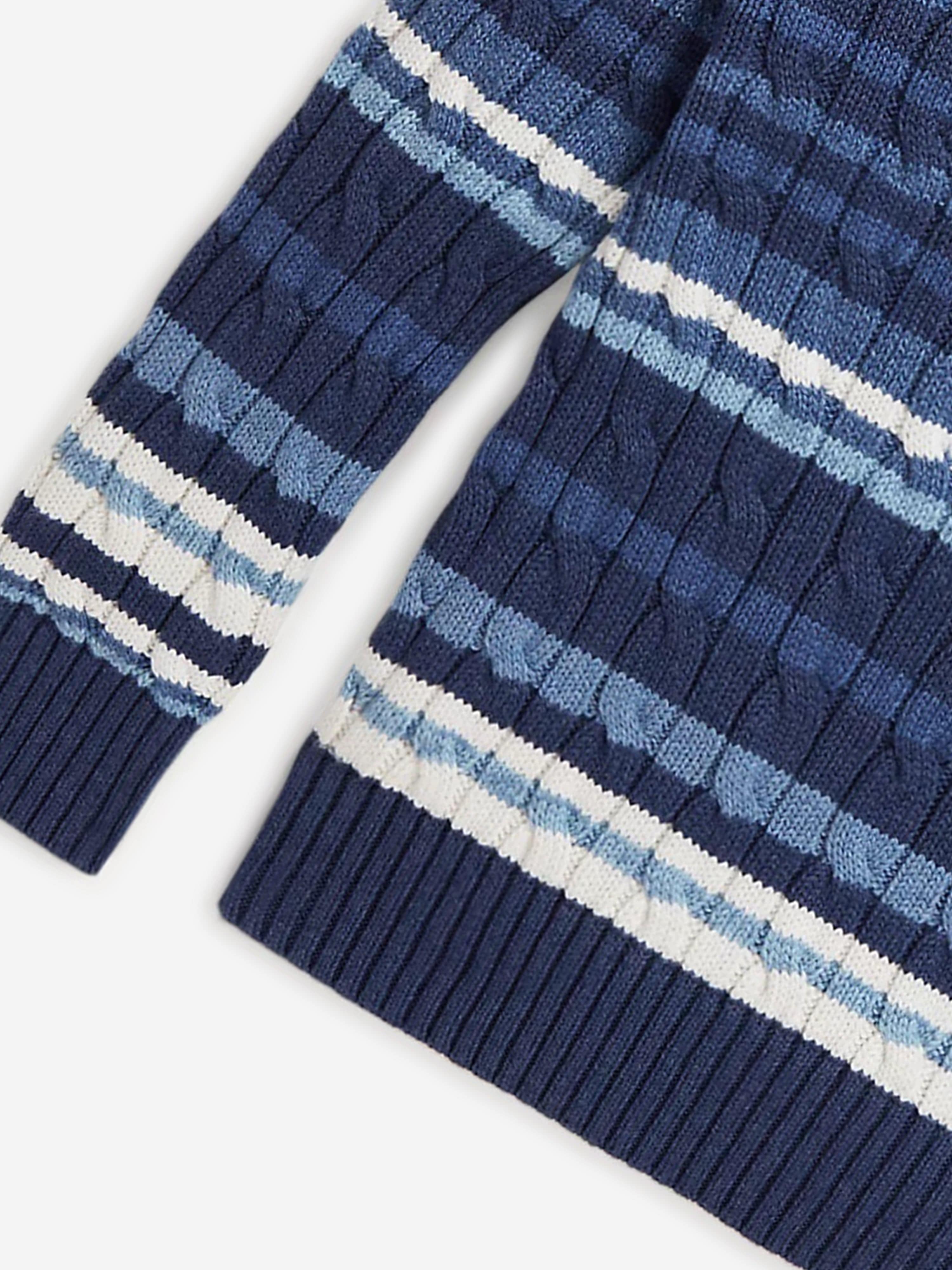 Ralph Lauren Girls Striped Logo Jumper in Blue