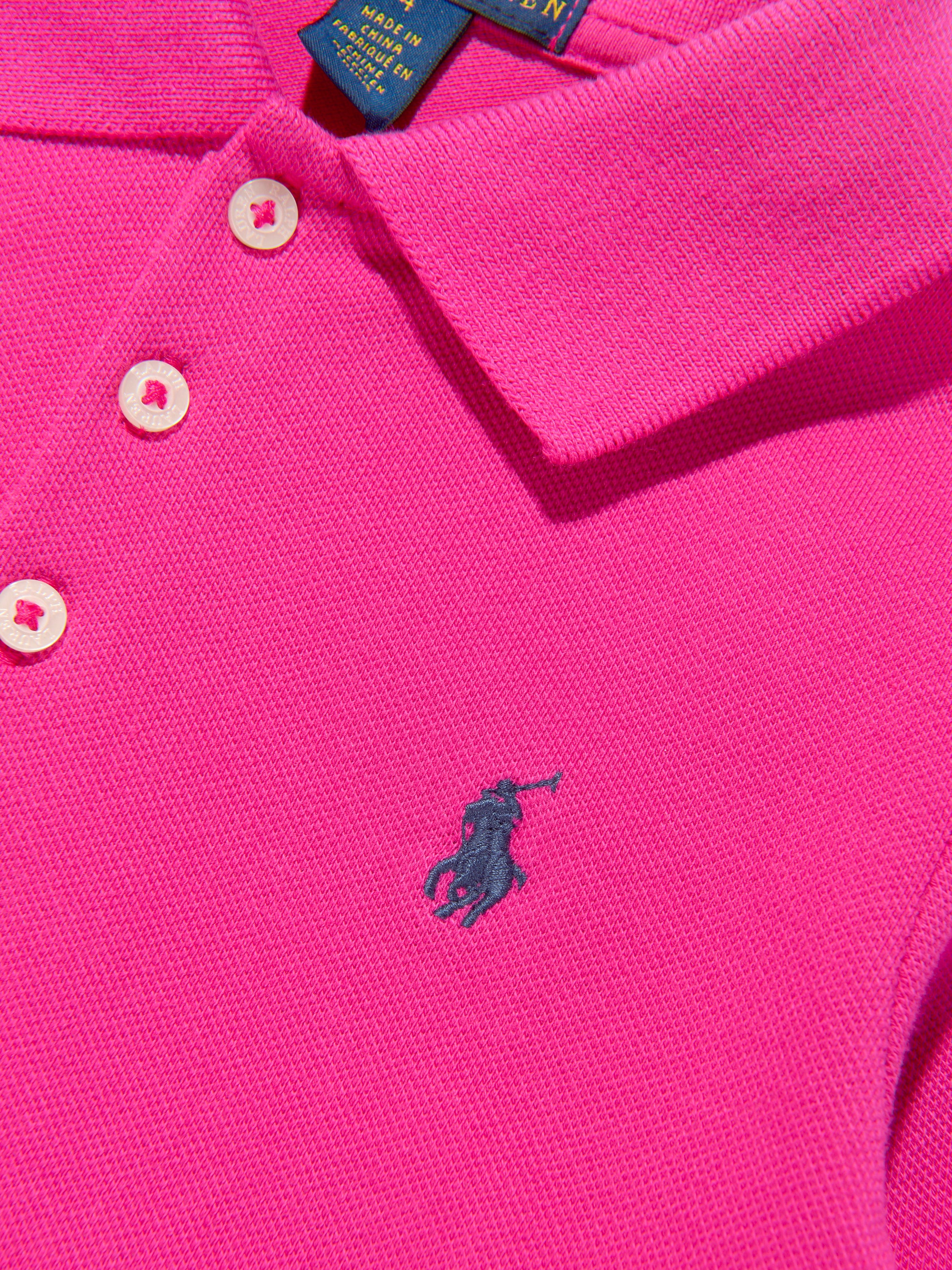 Ralph Lauren Girls Long Sleeve Polo Dress in Pink
