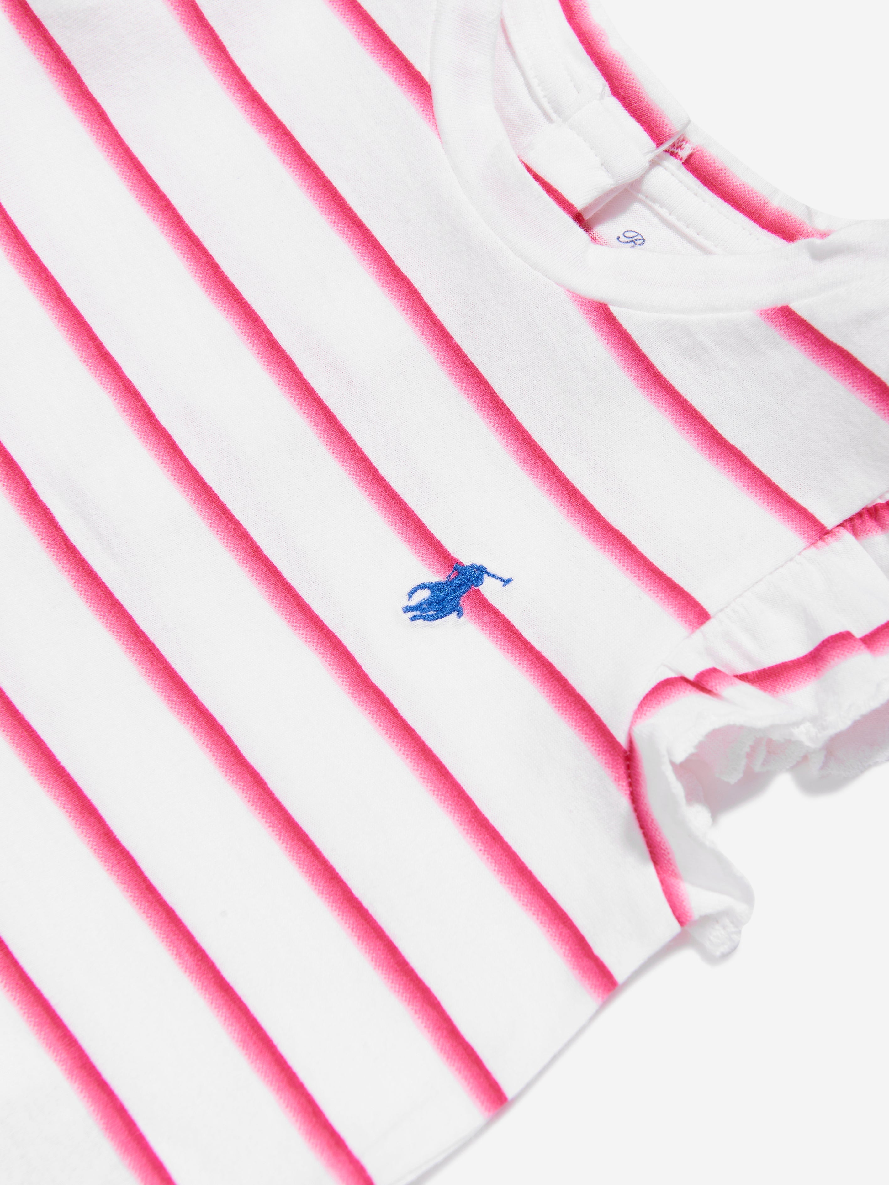 Baby Girls Striped Ruffle Sleeve T-Shirt in Pink
