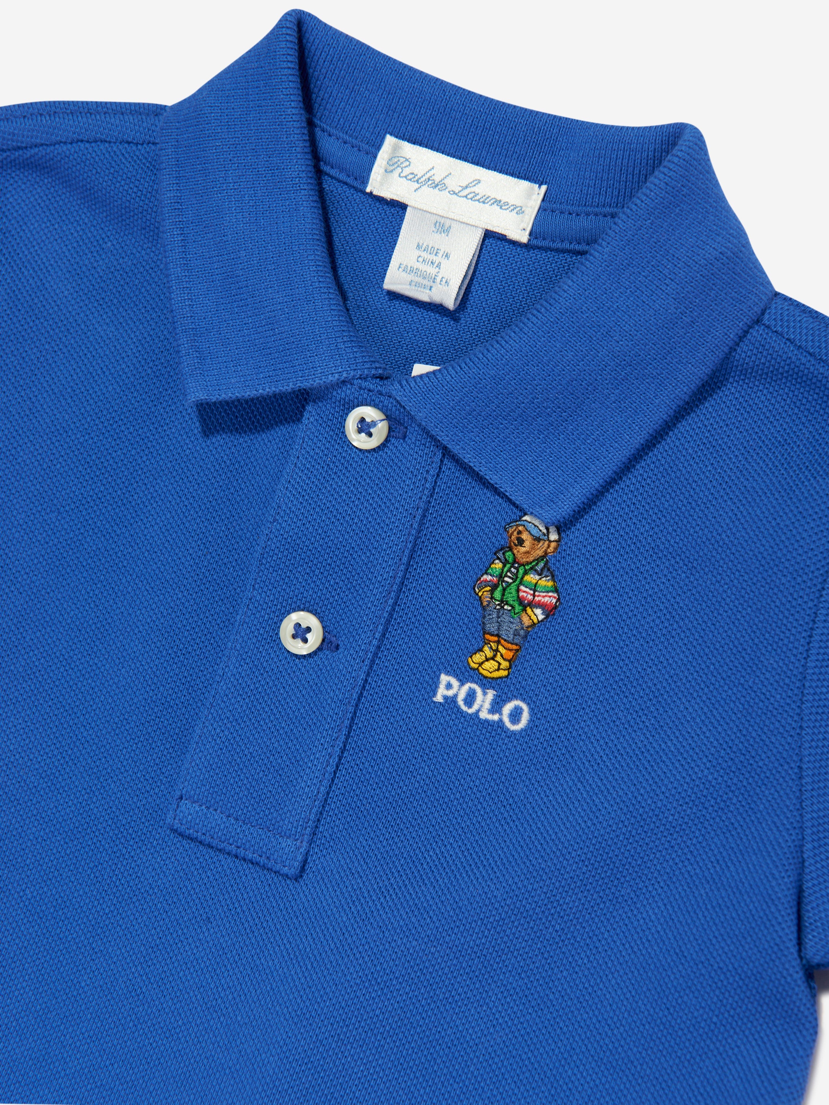 Baby Boys Bear Polo Shirt in Blue