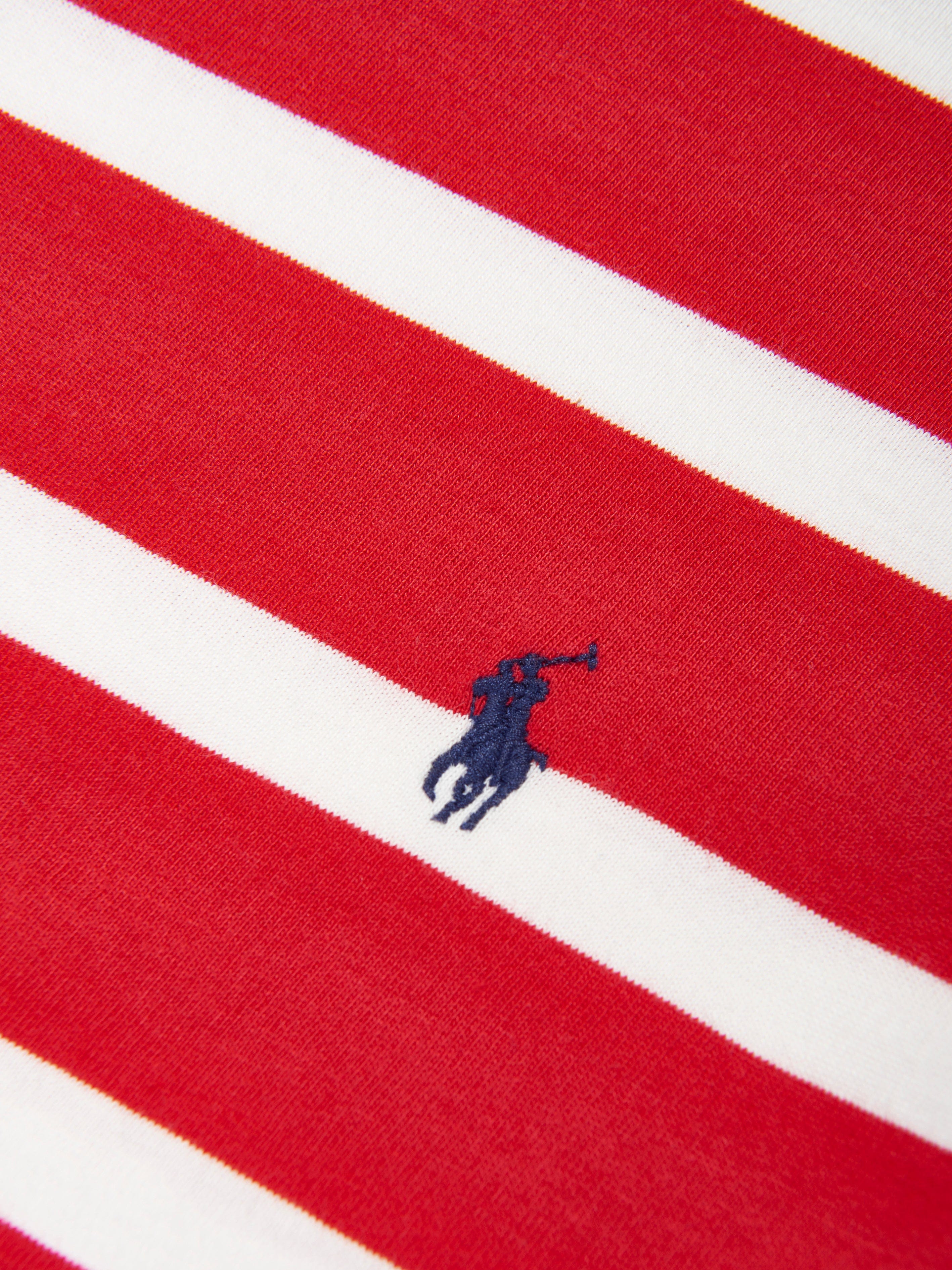 Boys Striped Logo T-Shirt in Red