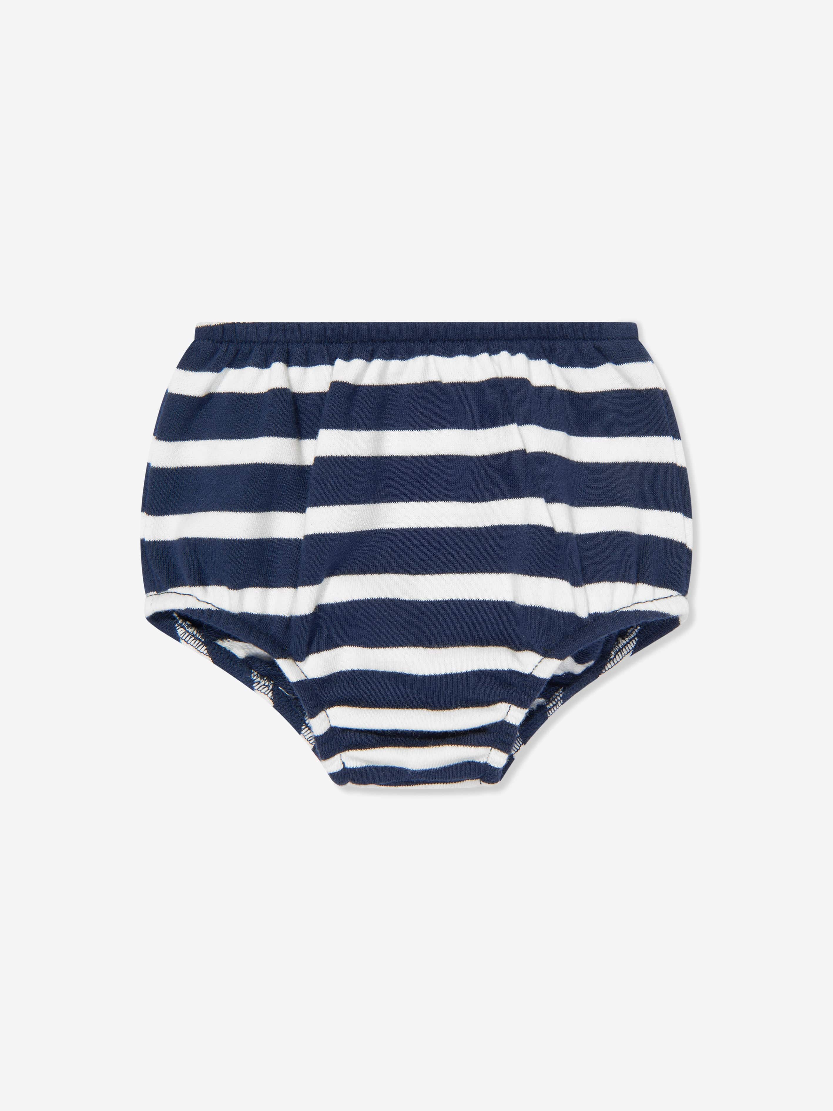 Baby Girls Striped Polo Bear Dress in Navy