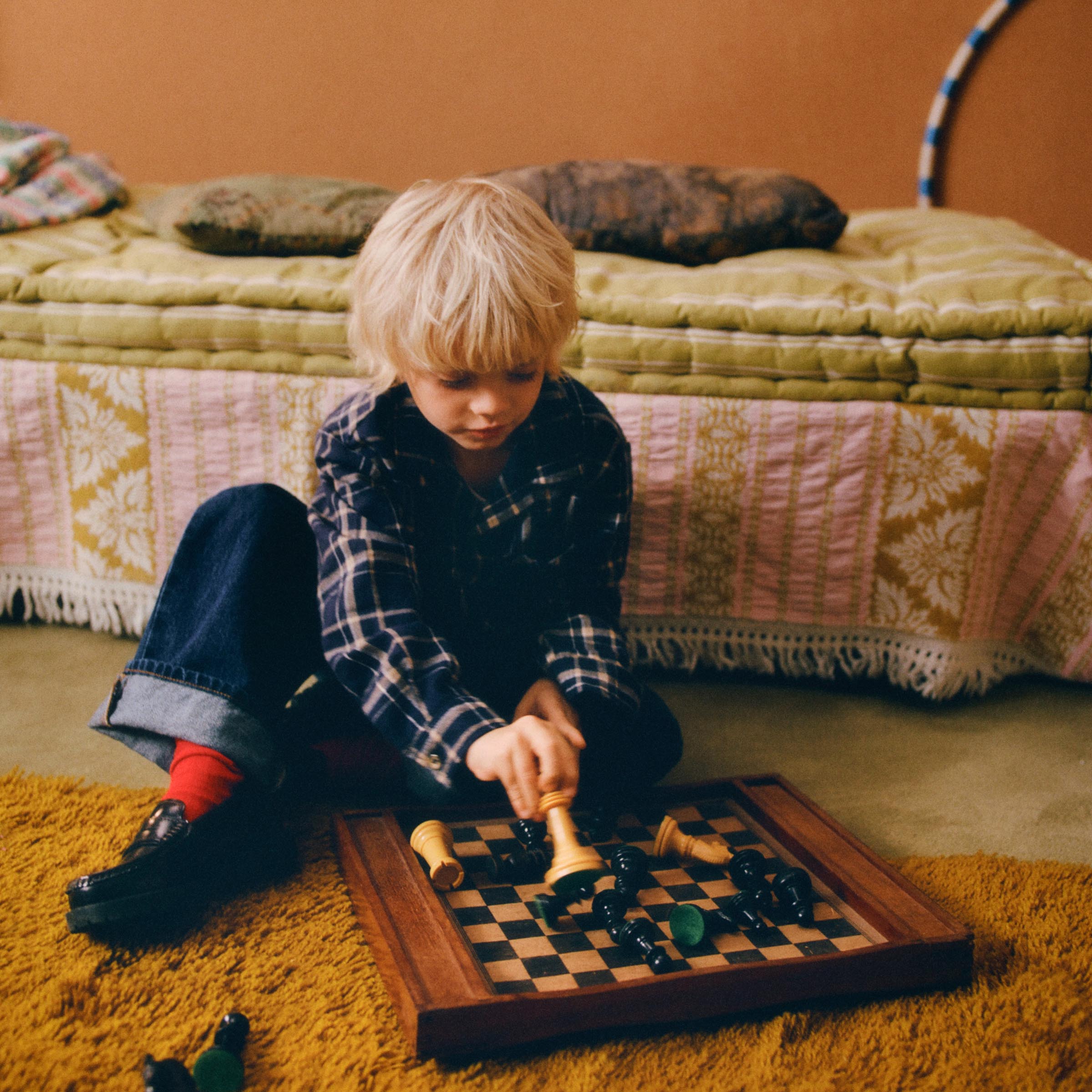 Boys Blue Check Cotton Shirt