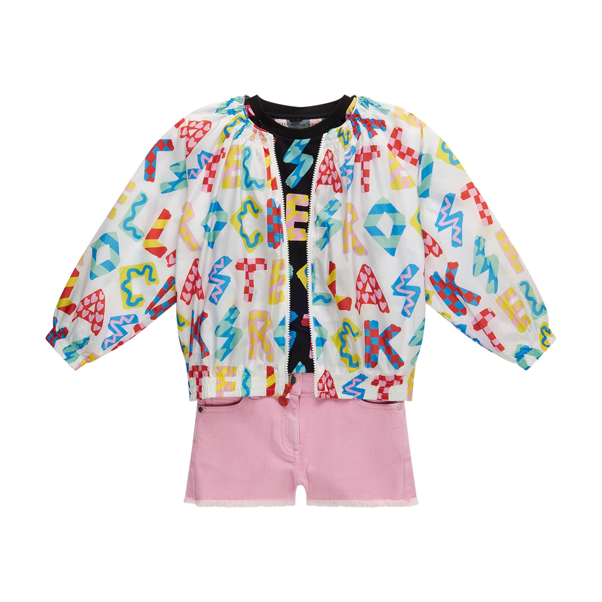 Girls Multicolor Logo Zip-Up Jacket