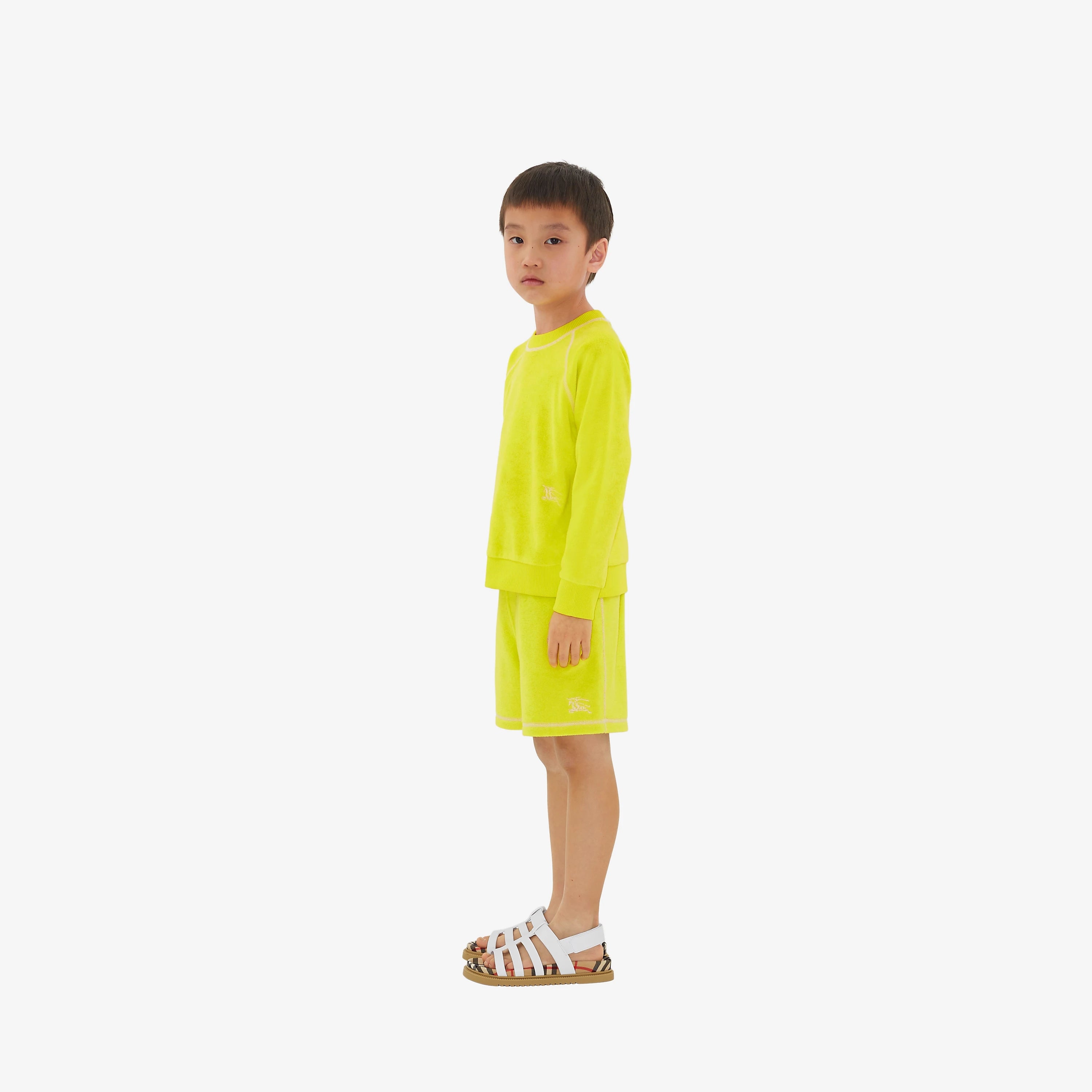 Boys Fluo Green Cotton Shorts