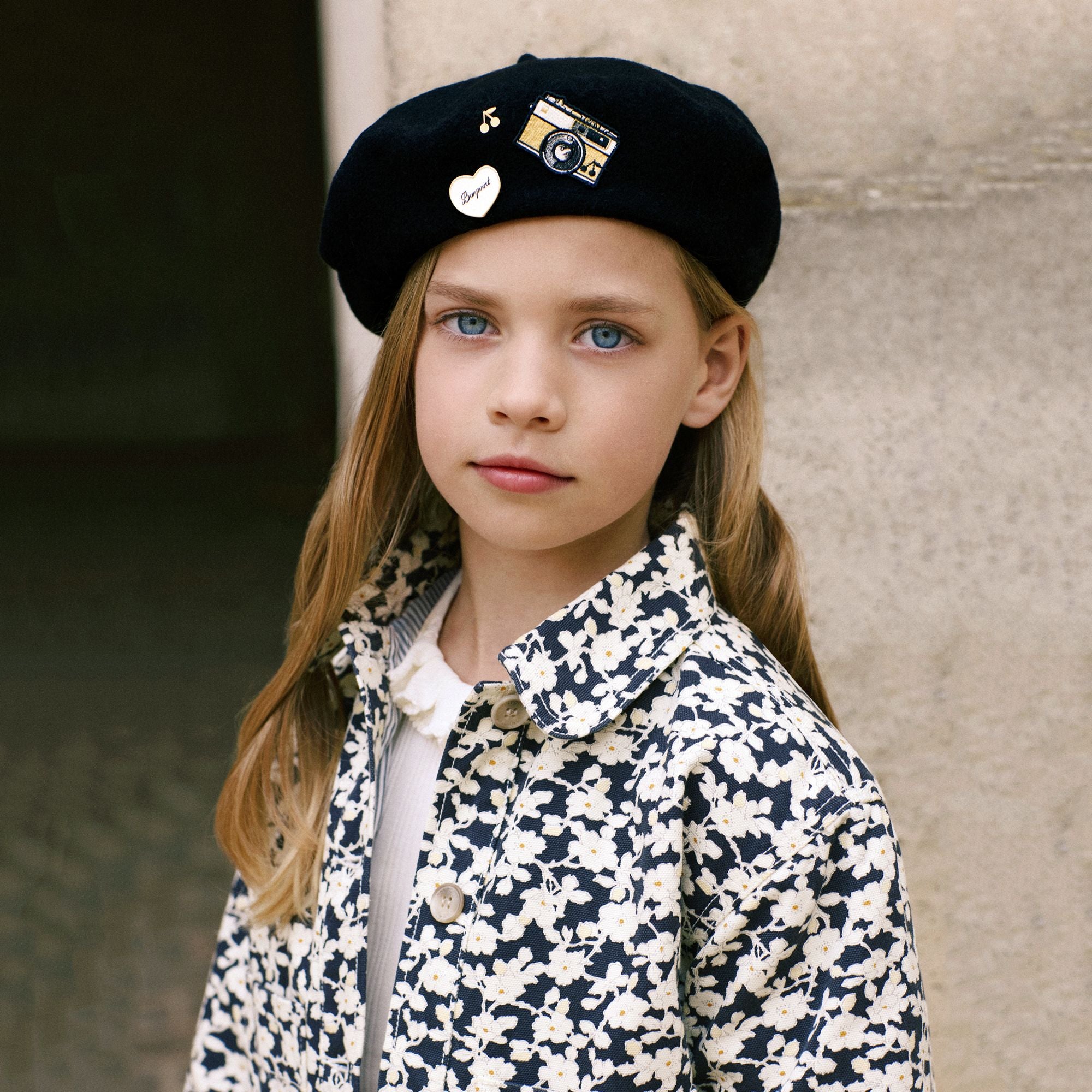Girls Black Wool Beret Hat(Bonpoint x Laulhère Tékla)