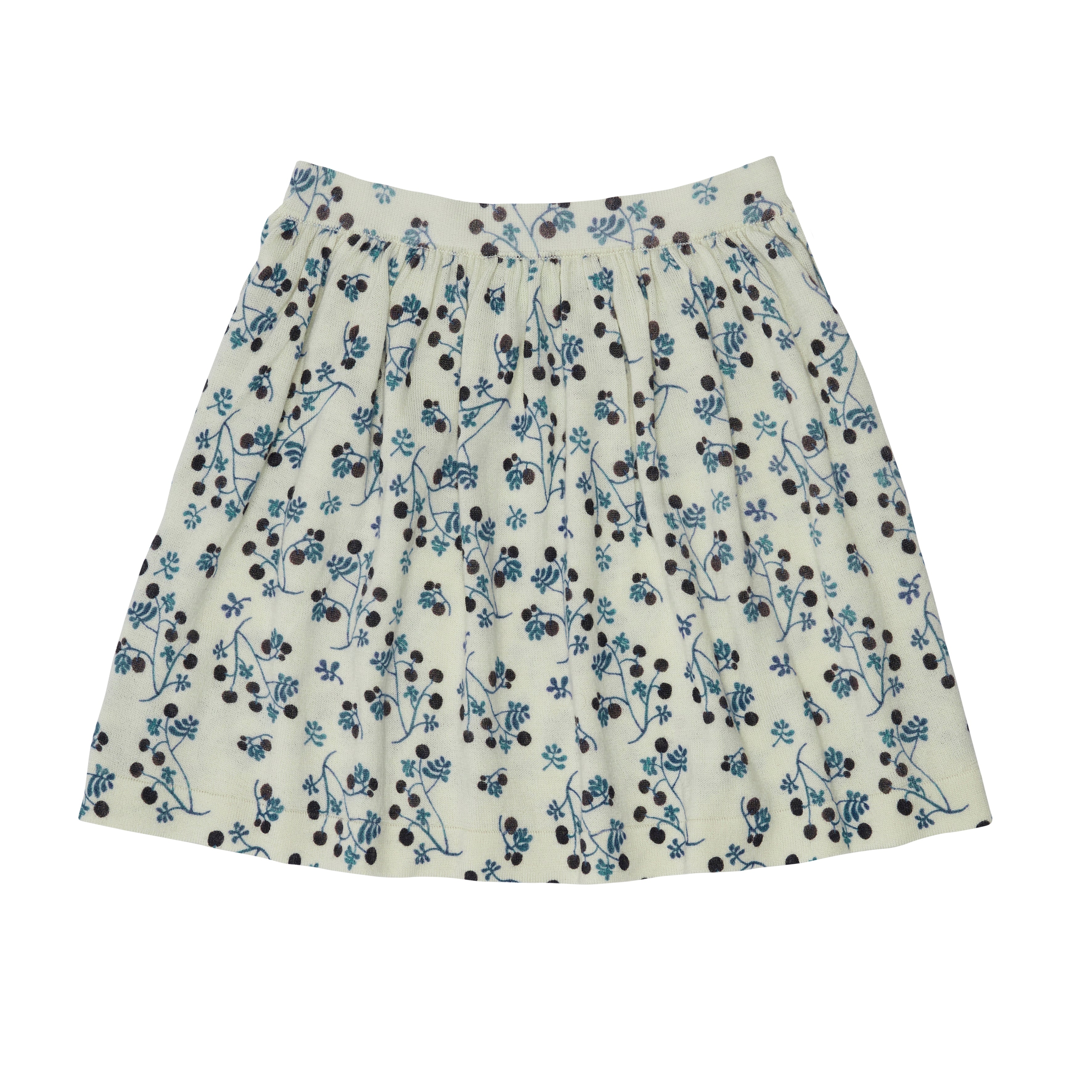 Girls White Printed Wool Skirt