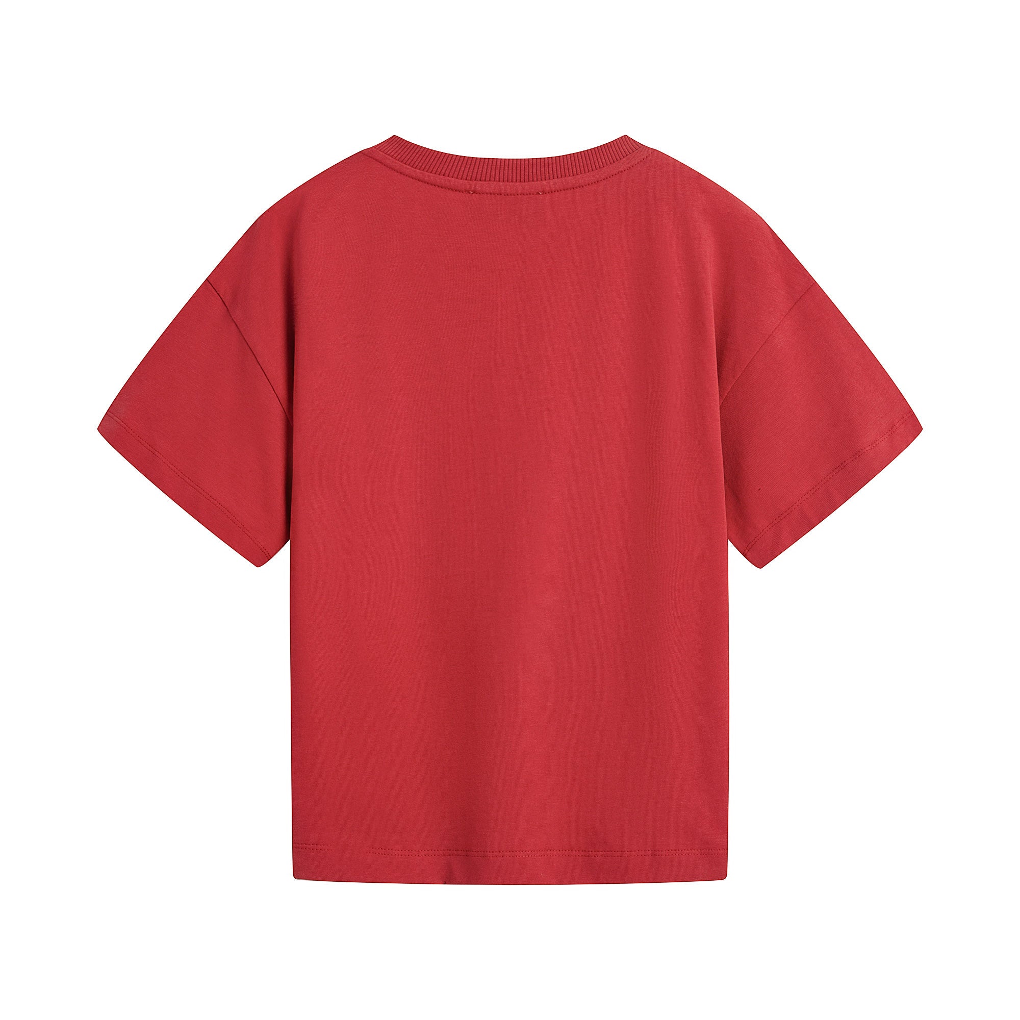 Boys & Girls Red Printed Cotton T-Shirt