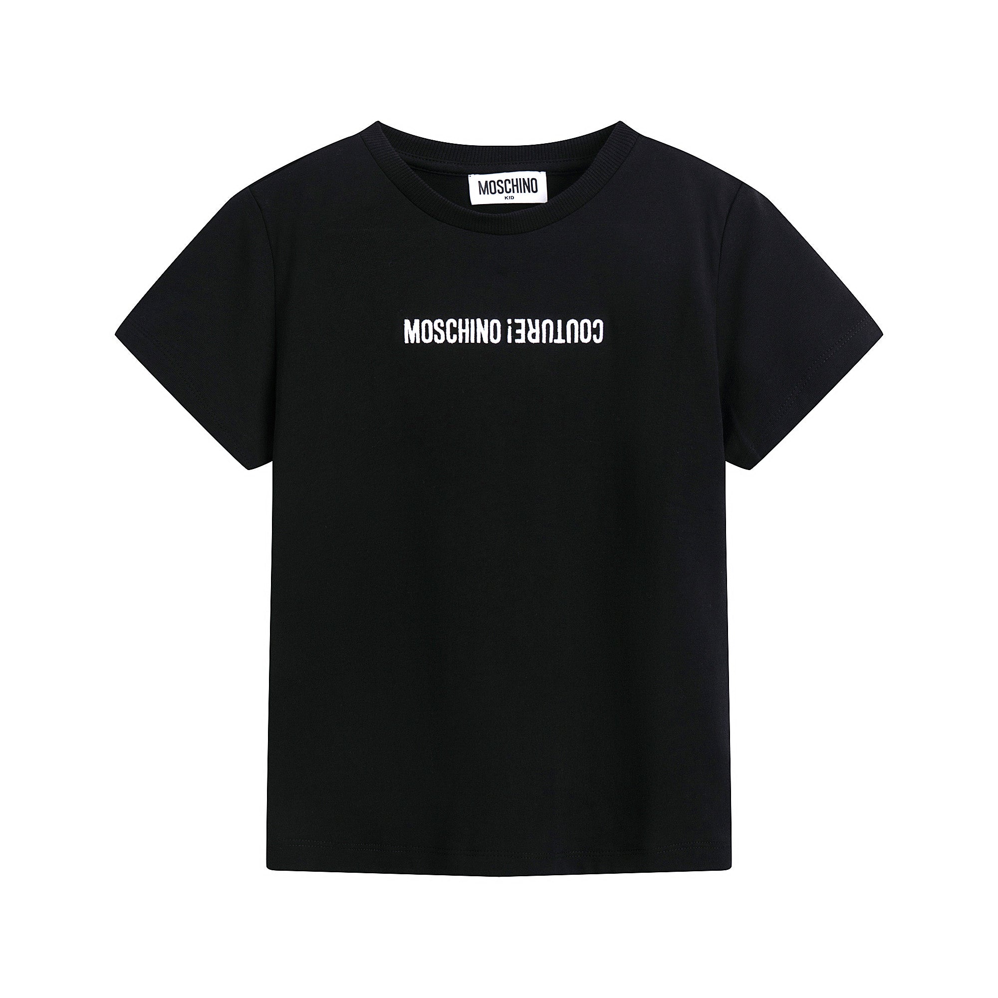 Boys & Girls Black Logo Cotton T-Shirt