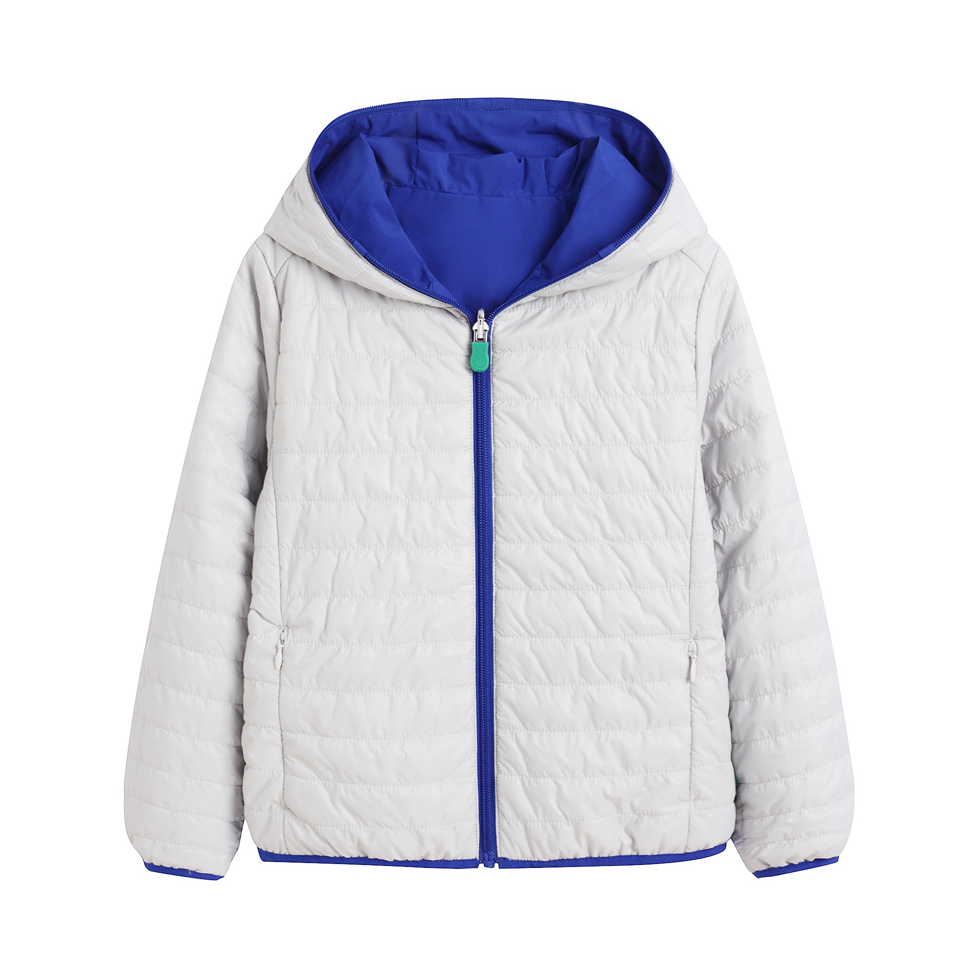 Boys & Girls Blue Hooded Reversible Padded Jacket