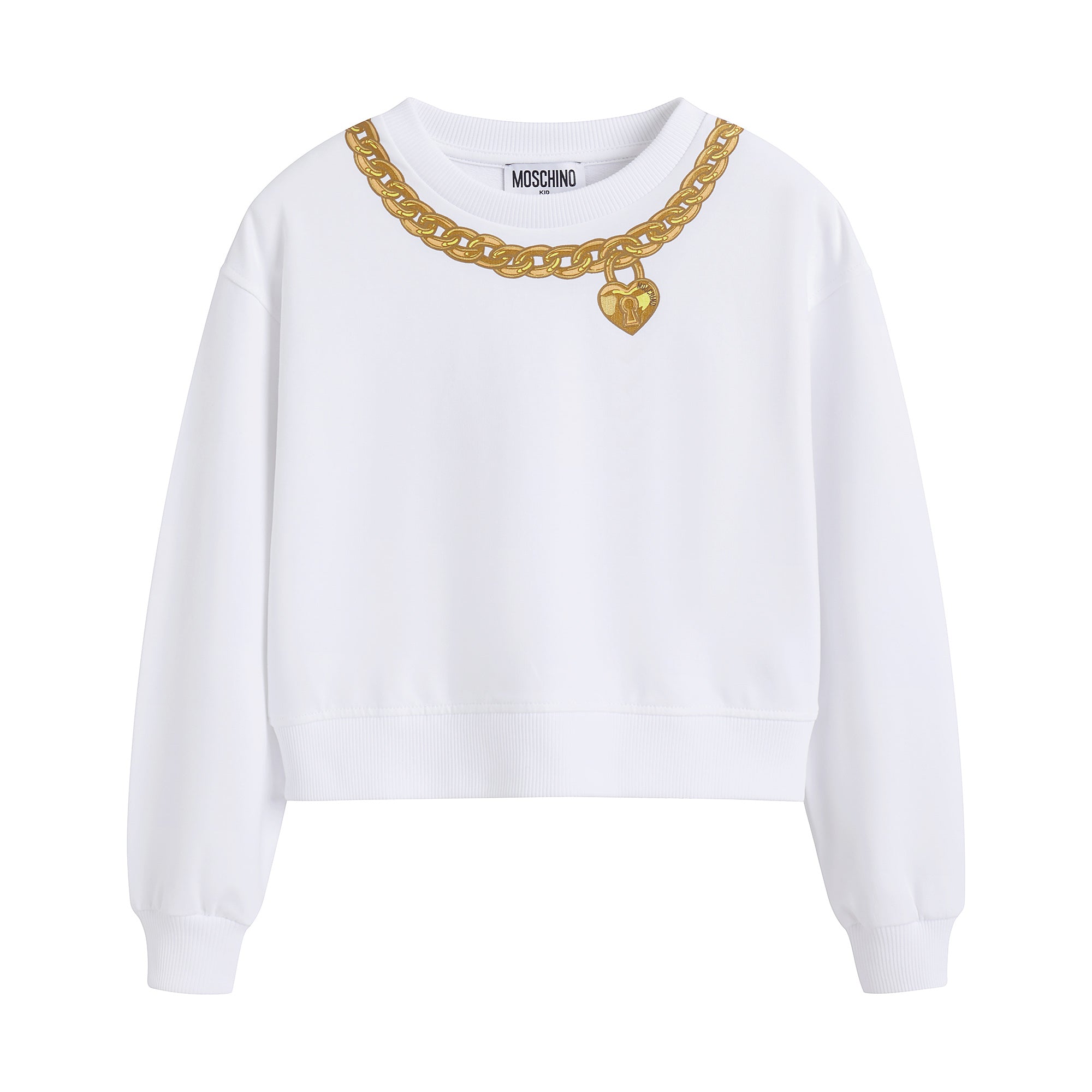 Girls White Cotton Sweatshirt