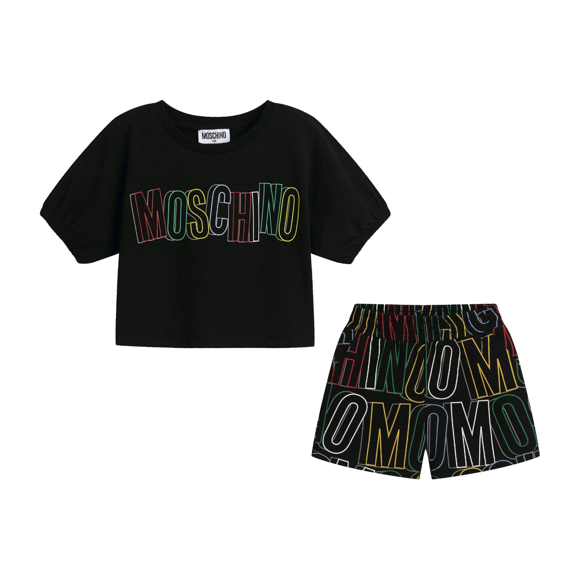 Girls Black Logo Cotton Set