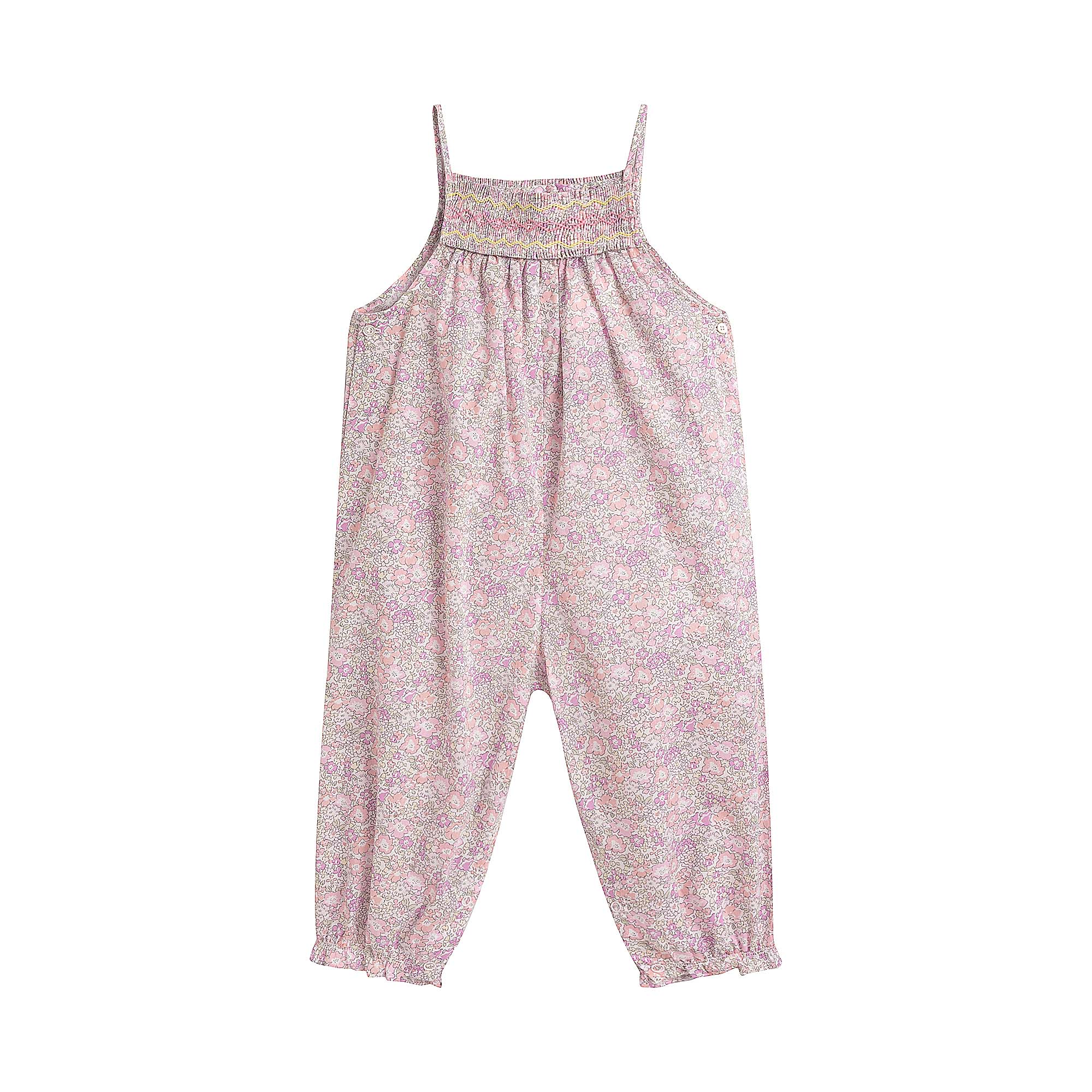 Baby Girls Pink Floral Cotton Jumpsuit