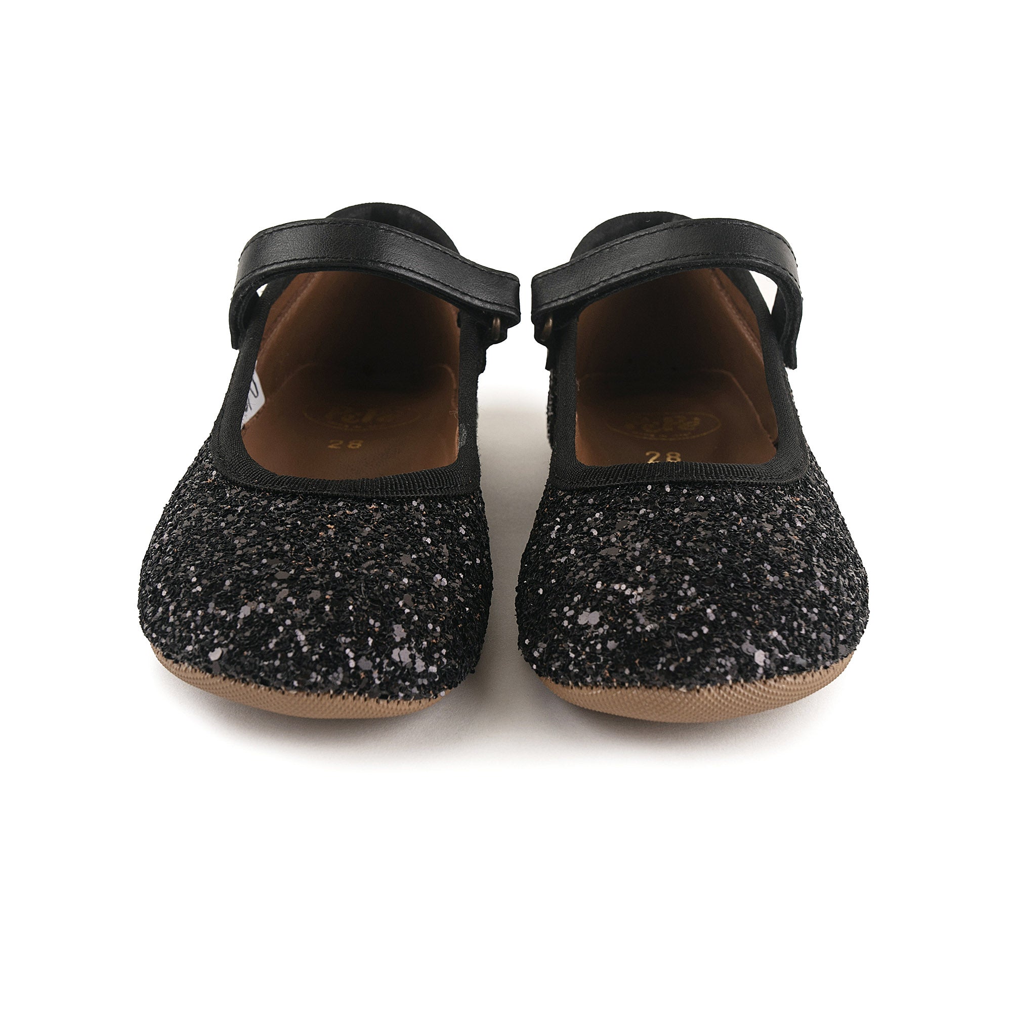 Girls Black Glitter Ballet Shoes