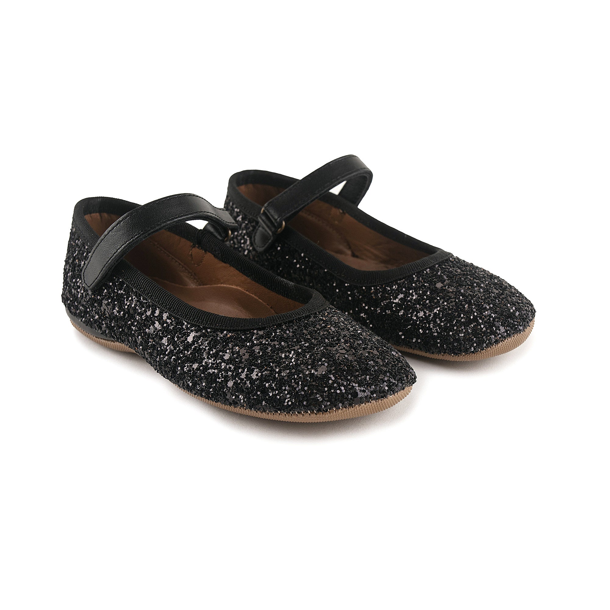 Girls Black Glitter Ballet Shoes