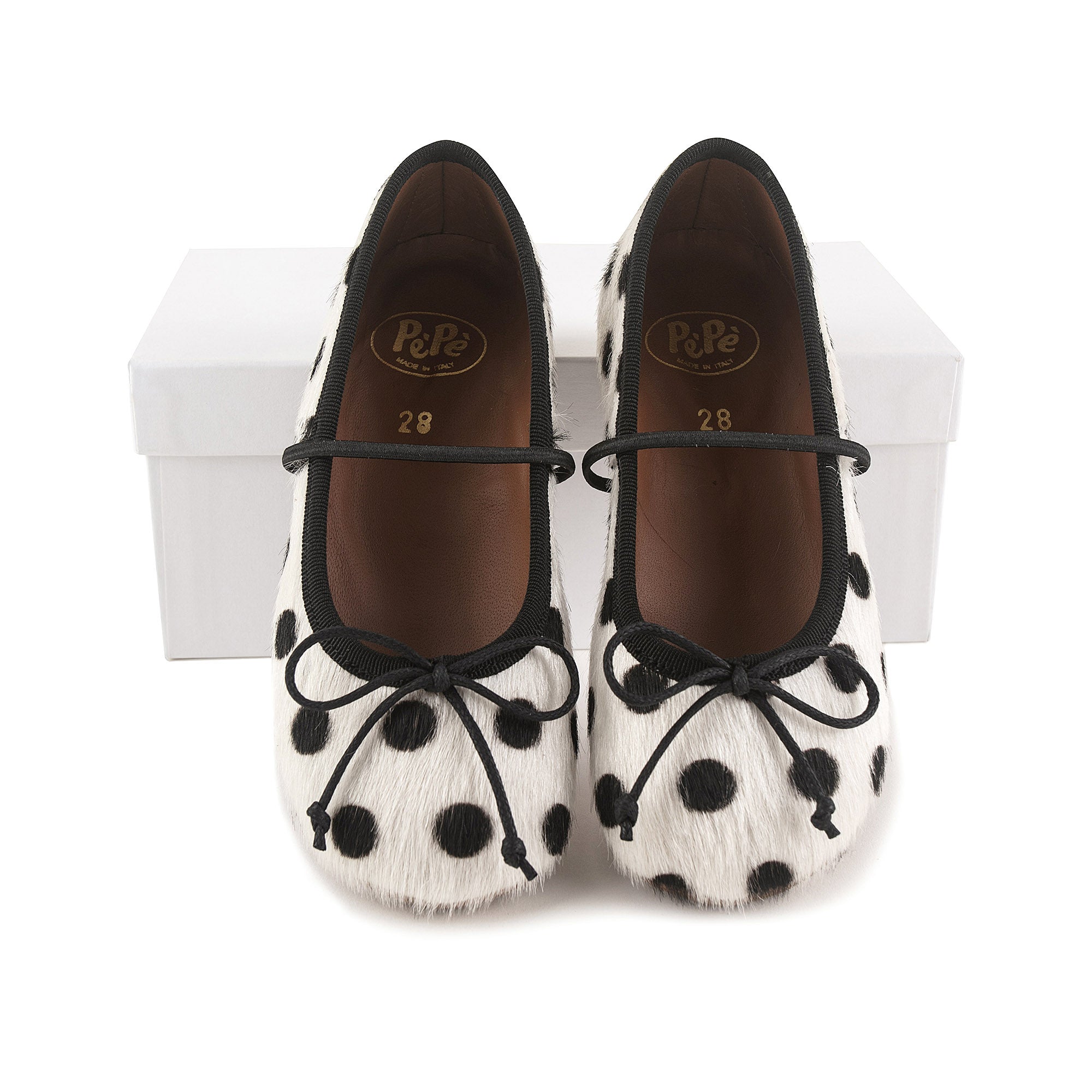 Girls White Dots Ballet Shoes