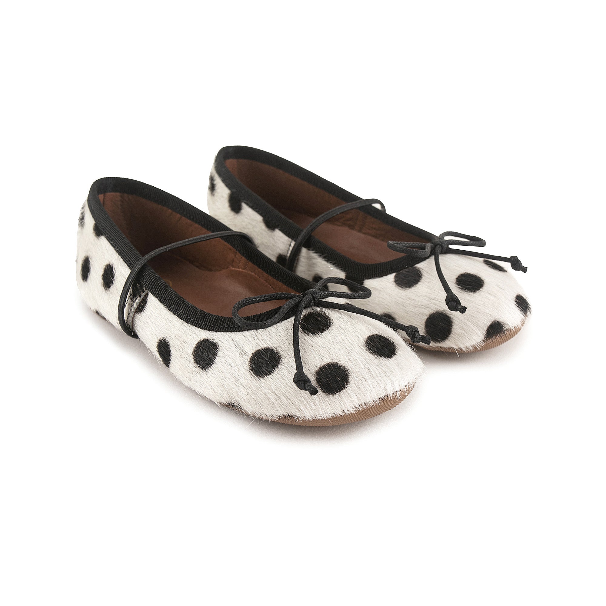 Girls White Dots Ballet Shoes