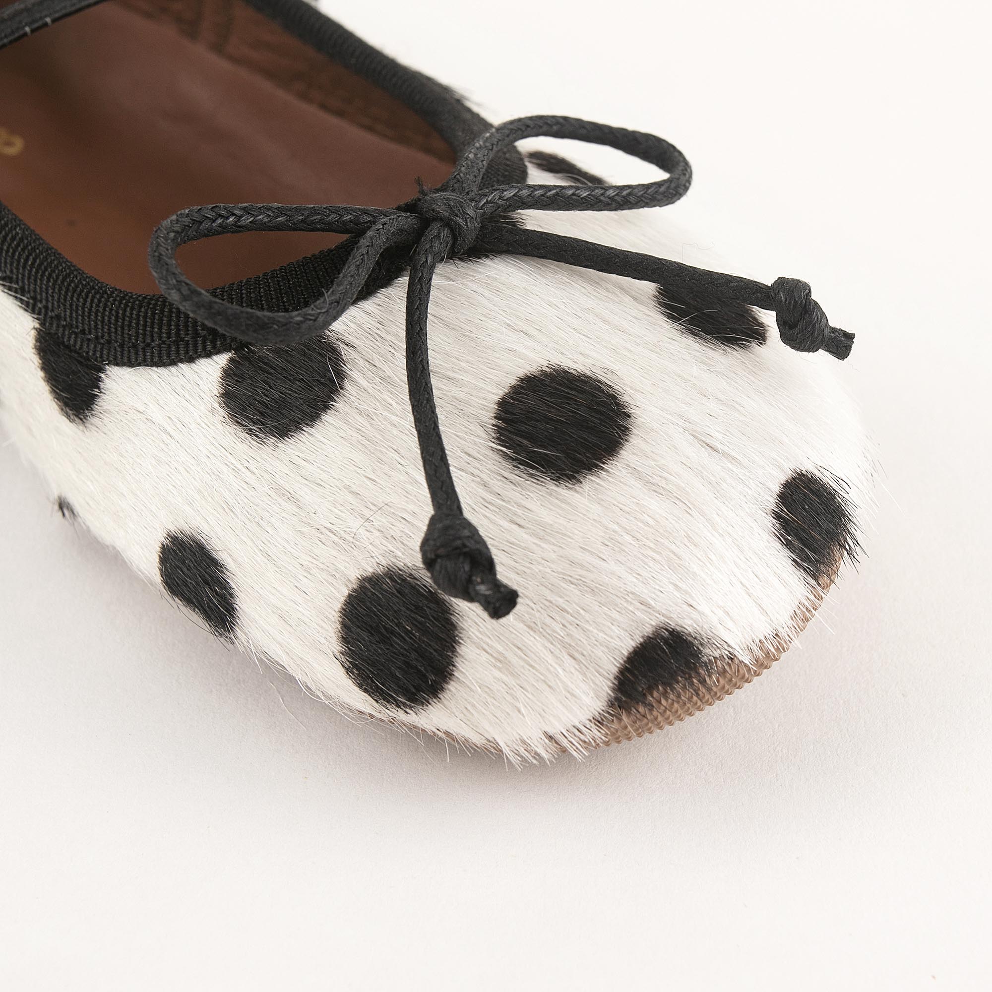 Girls White Dots Ballet Shoes