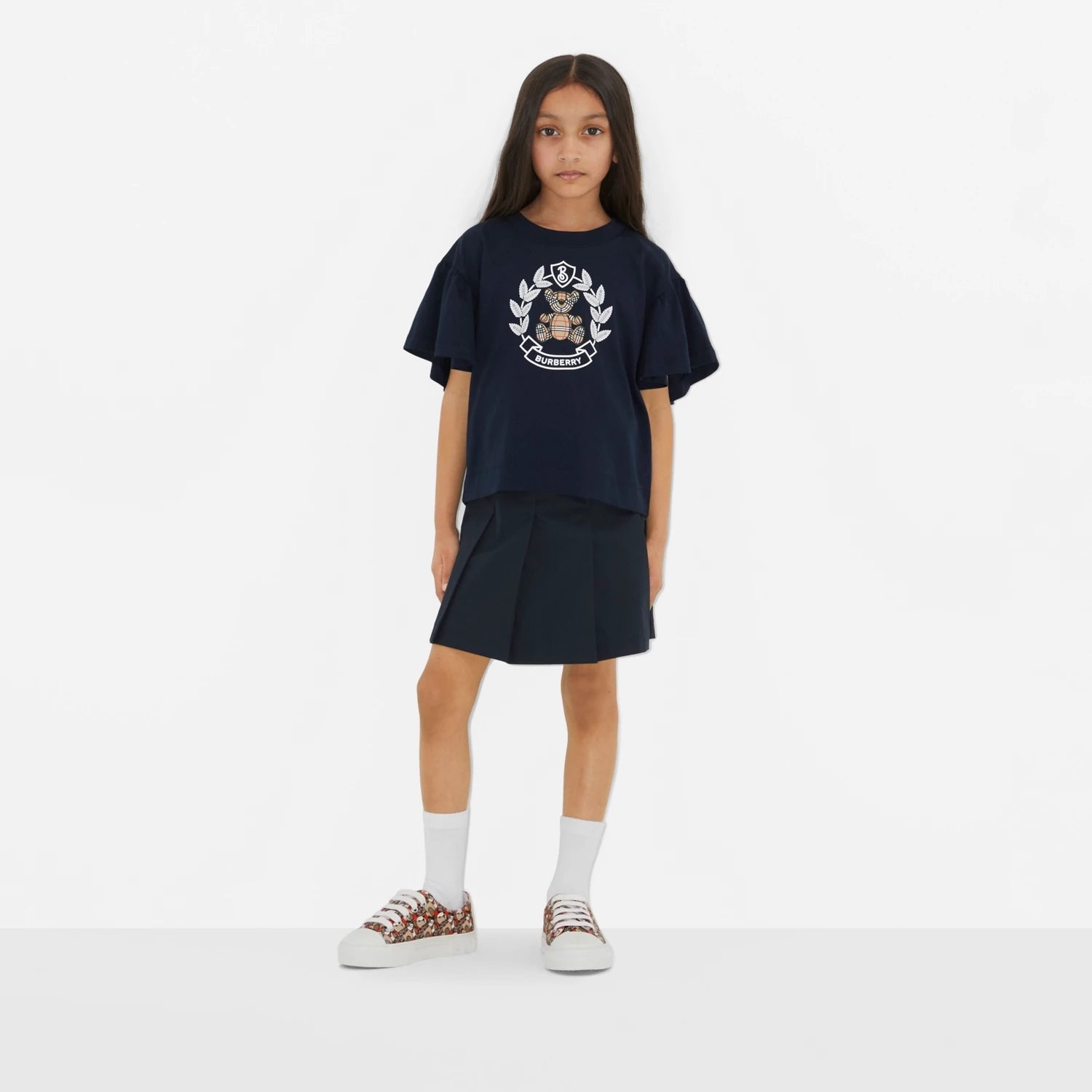 Girls Navy Pleated Skirt