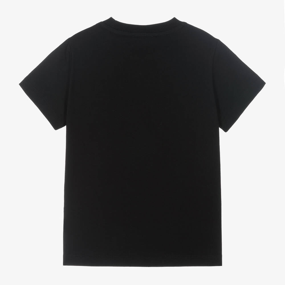 Boys & Girls Black Cotton T-Shirt