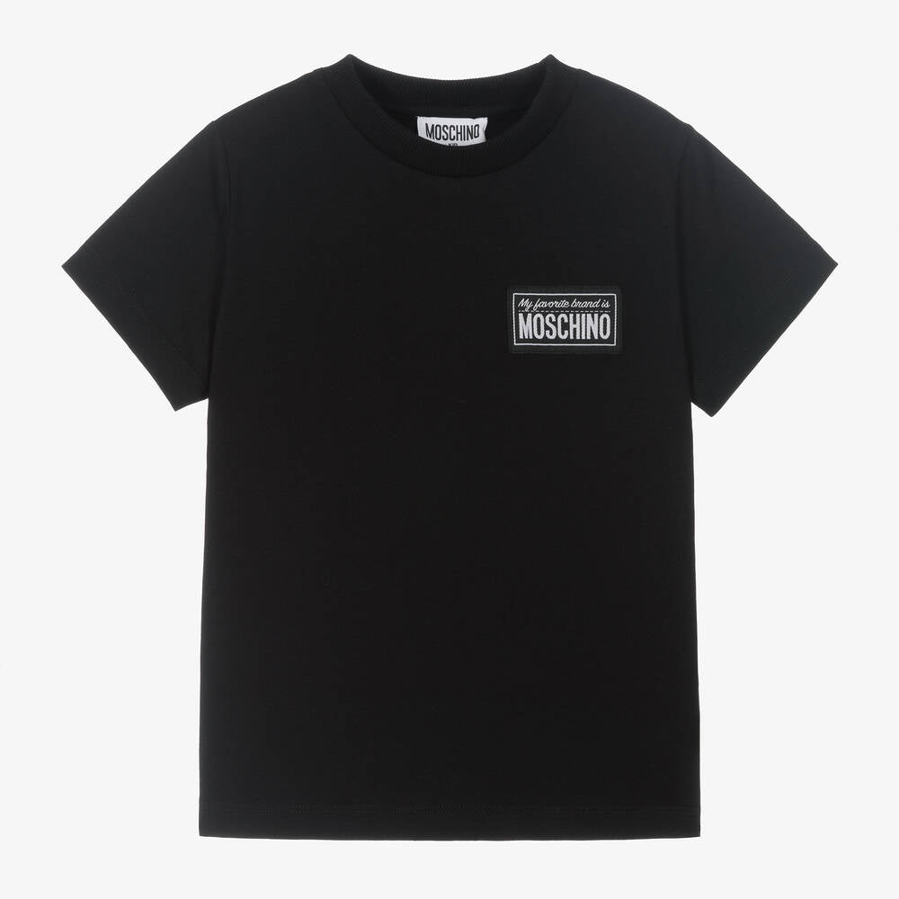 Boys & Girls Black Cotton T-Shirt