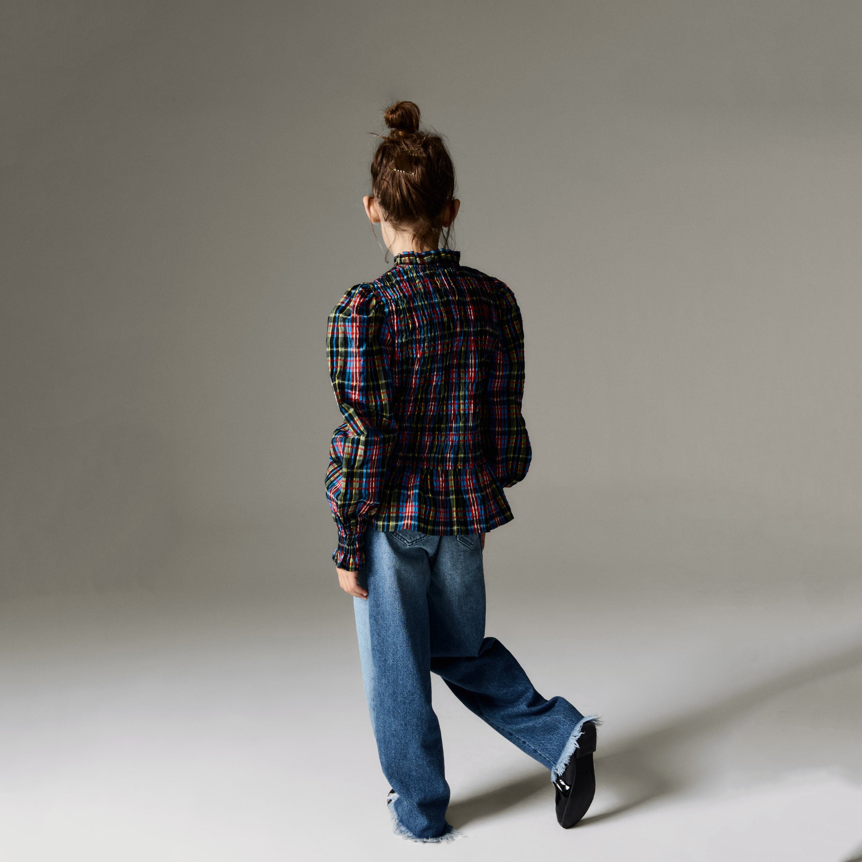 Girls Multicolor Check Top