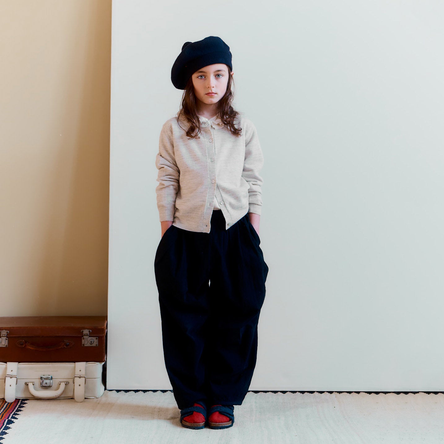 Boys & Girls Black Cotton Trousers