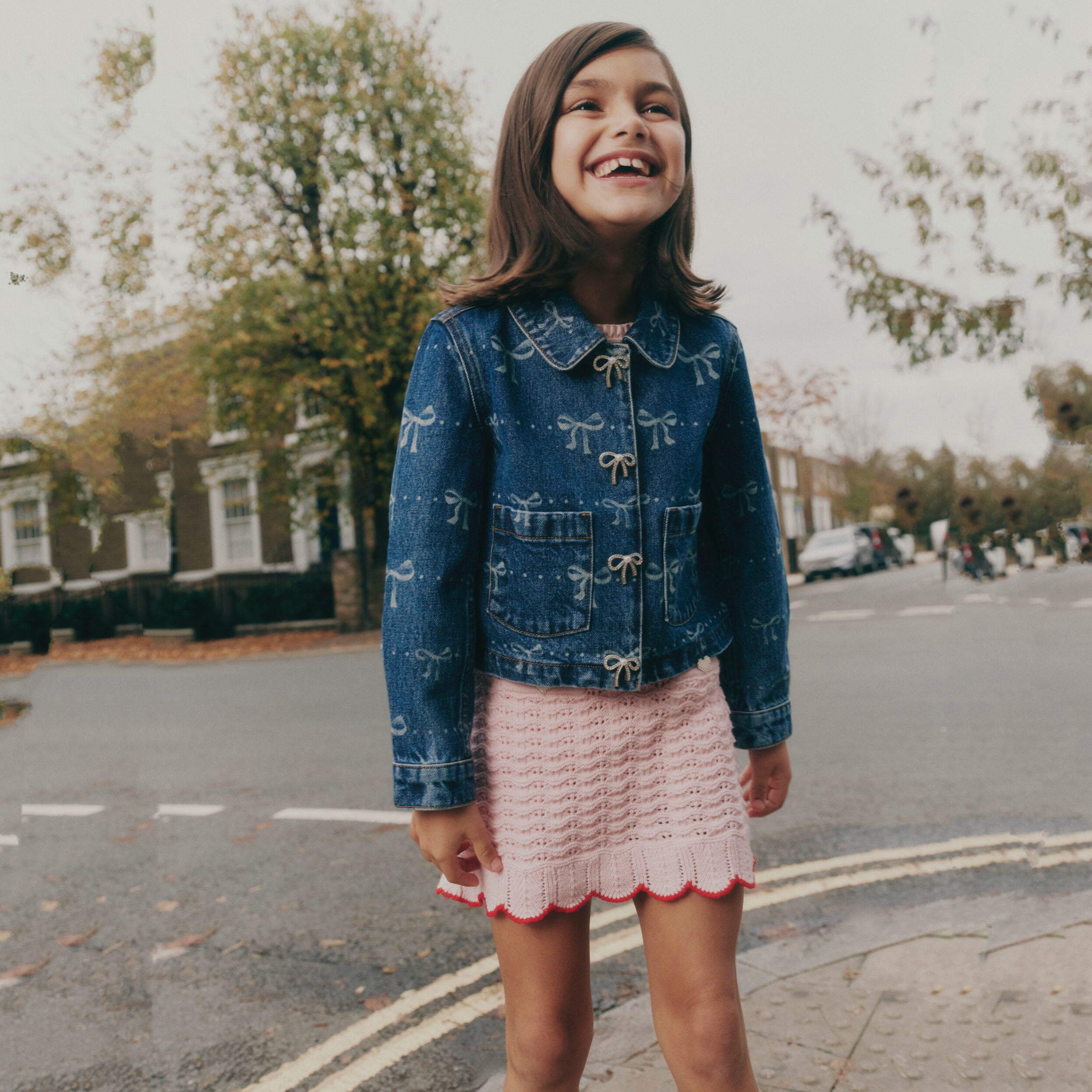 Girls Pink Hollow Knit Skirt