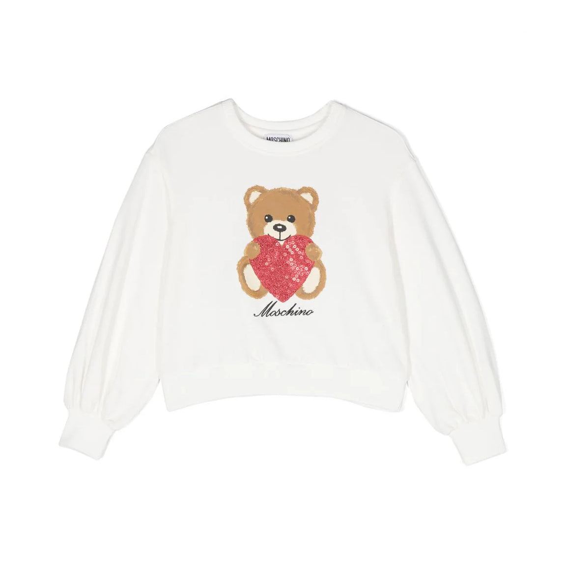 Girls White Bear Cotton Sweatshirt