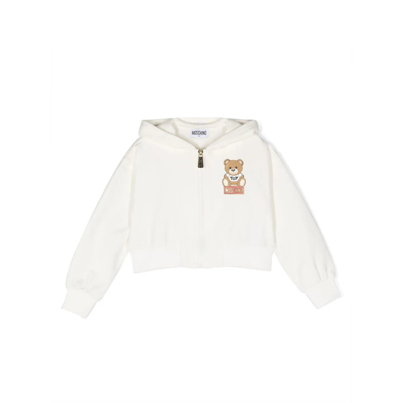 Girls White Zip-Up Cotton Top