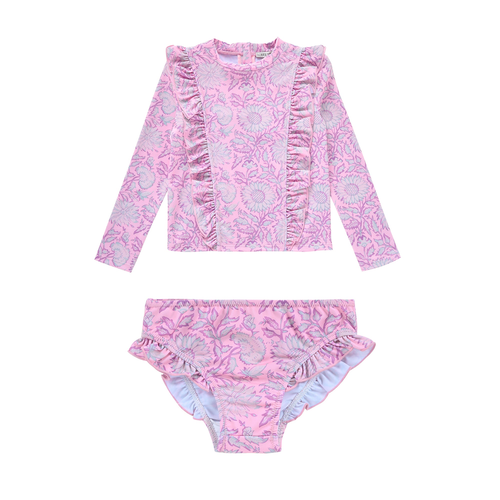 Girls Pink Flower Swimsuit