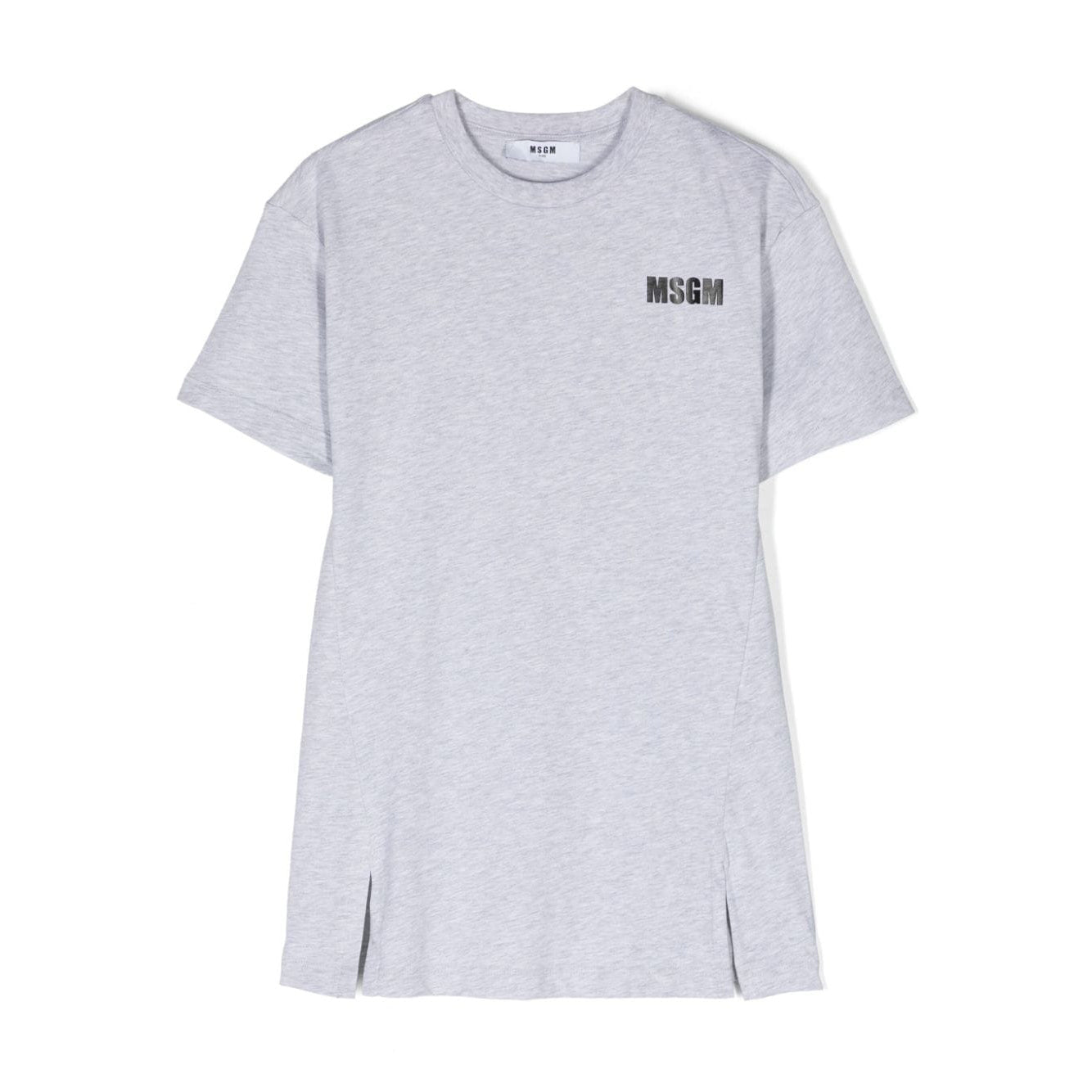 Girls Light Grey Logo Cotton Dress