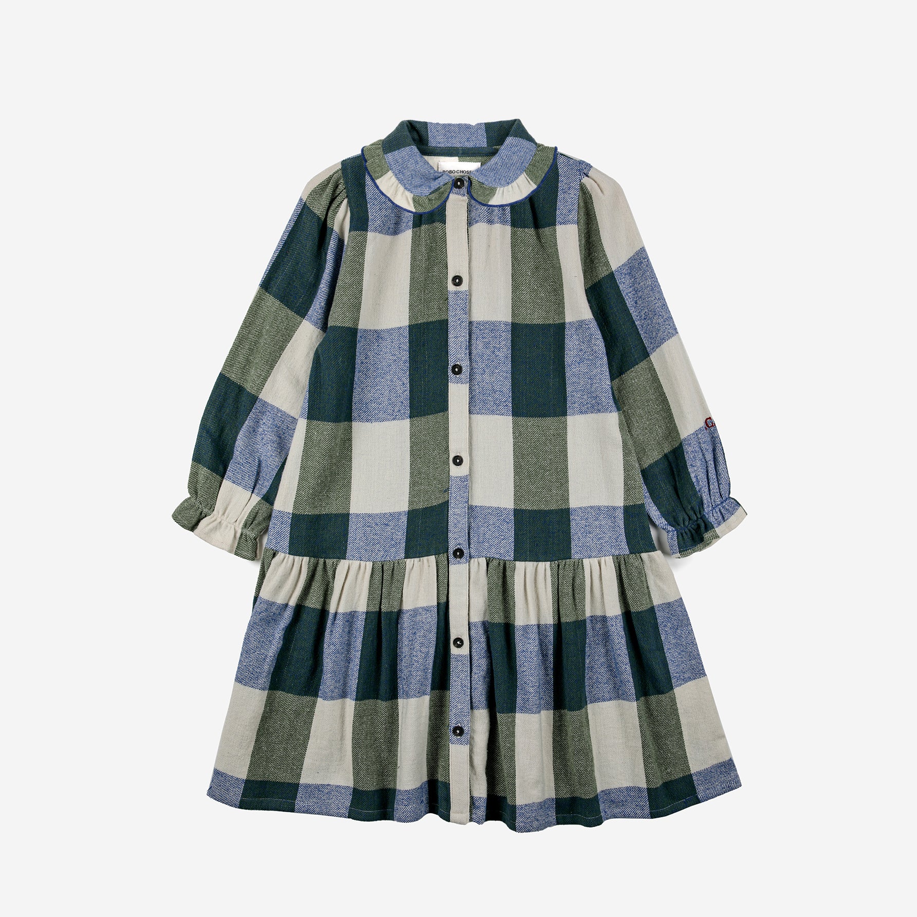 Girls Blue Check Cotton Dress