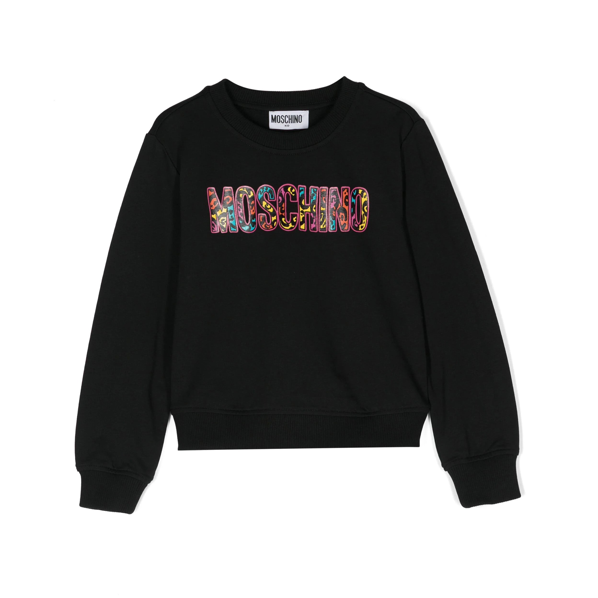 Girls Black Logo Cotton Sweatshirt