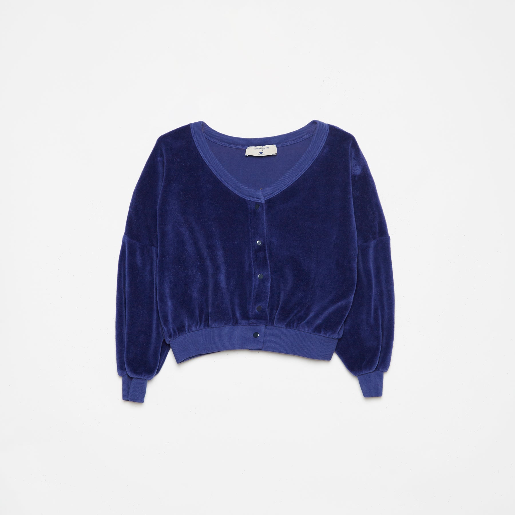 Boys & Girls Blue Velvet Cardigan