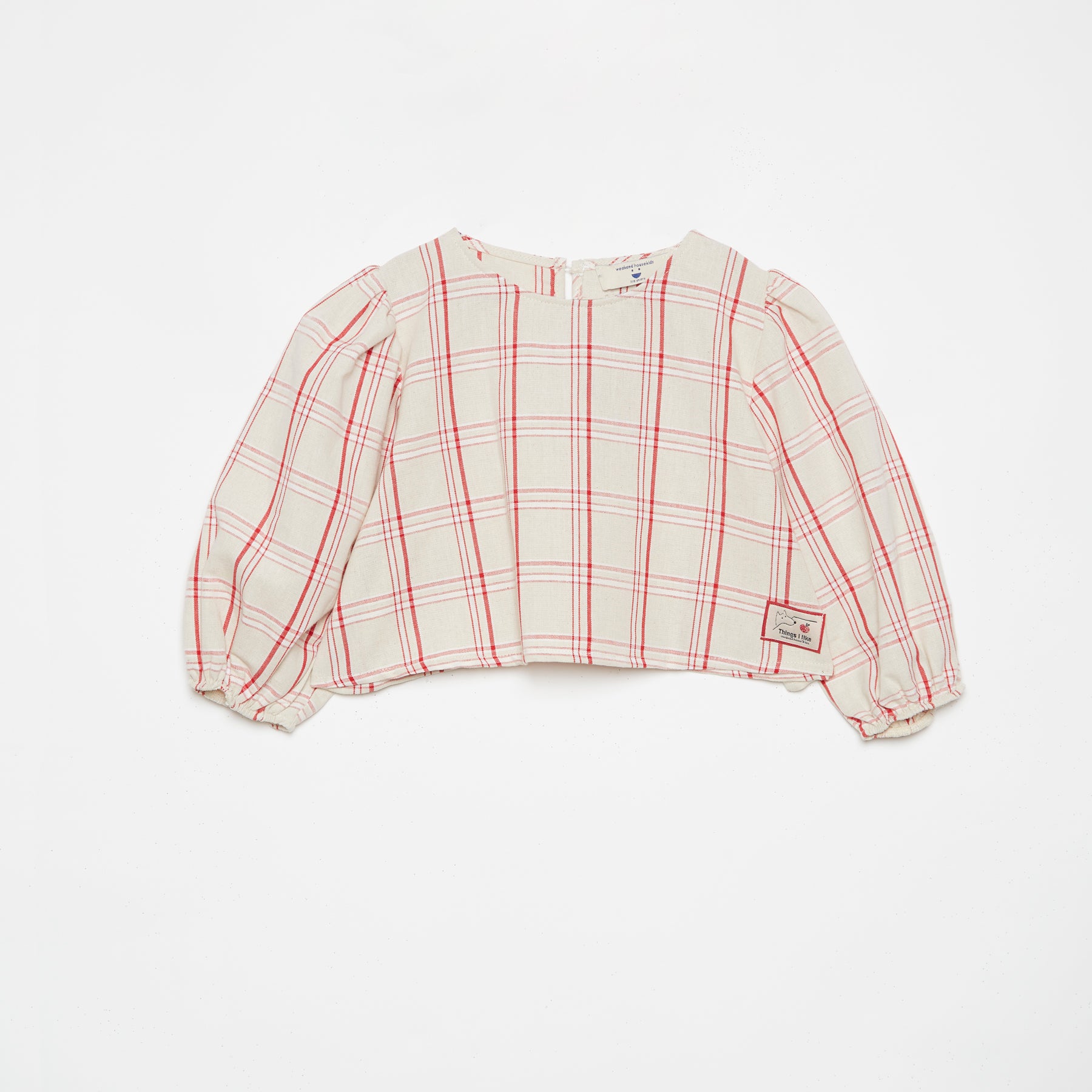 Girls White Check Cotton Top