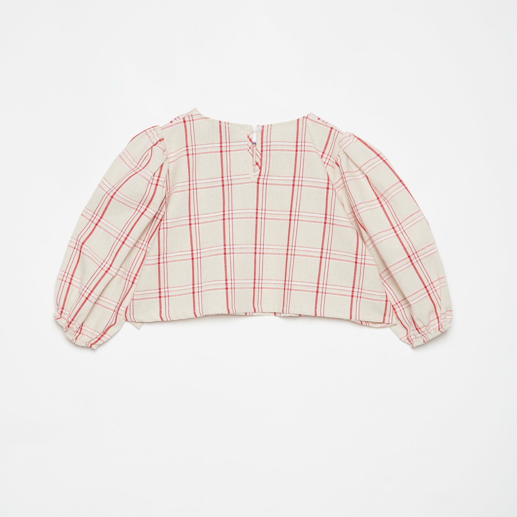 Girls White Check Cotton Top