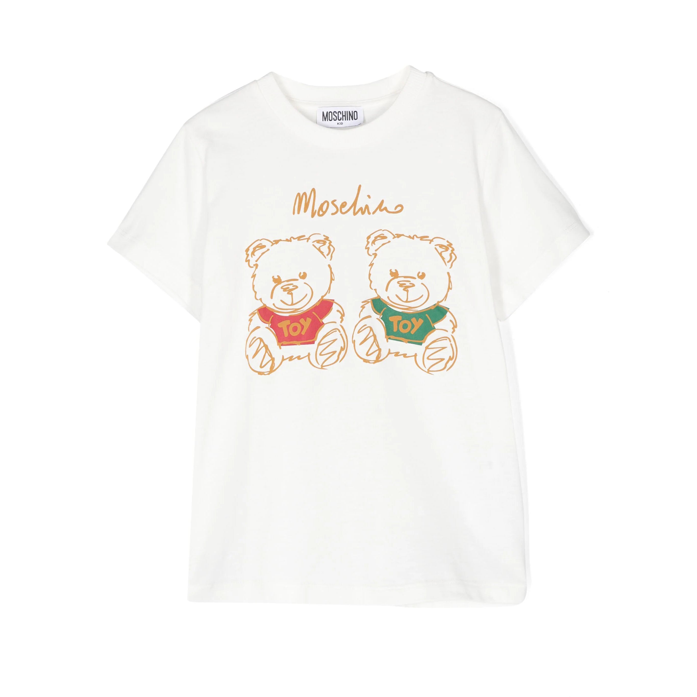 Boys & Girls White Printed Cotton T-Shirt