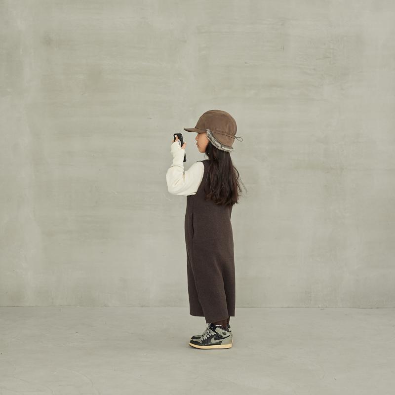 Girls Coffee Wool Dress