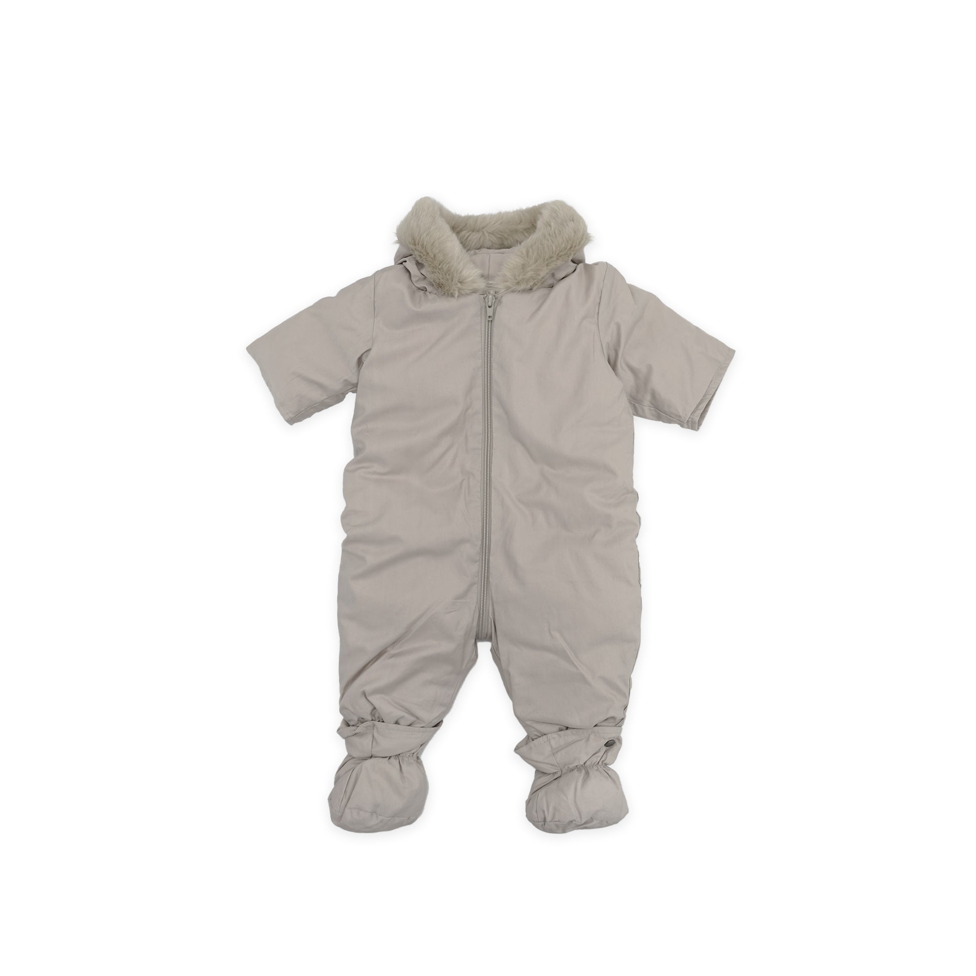 Baby Boys Grey Padded Down Babysuit