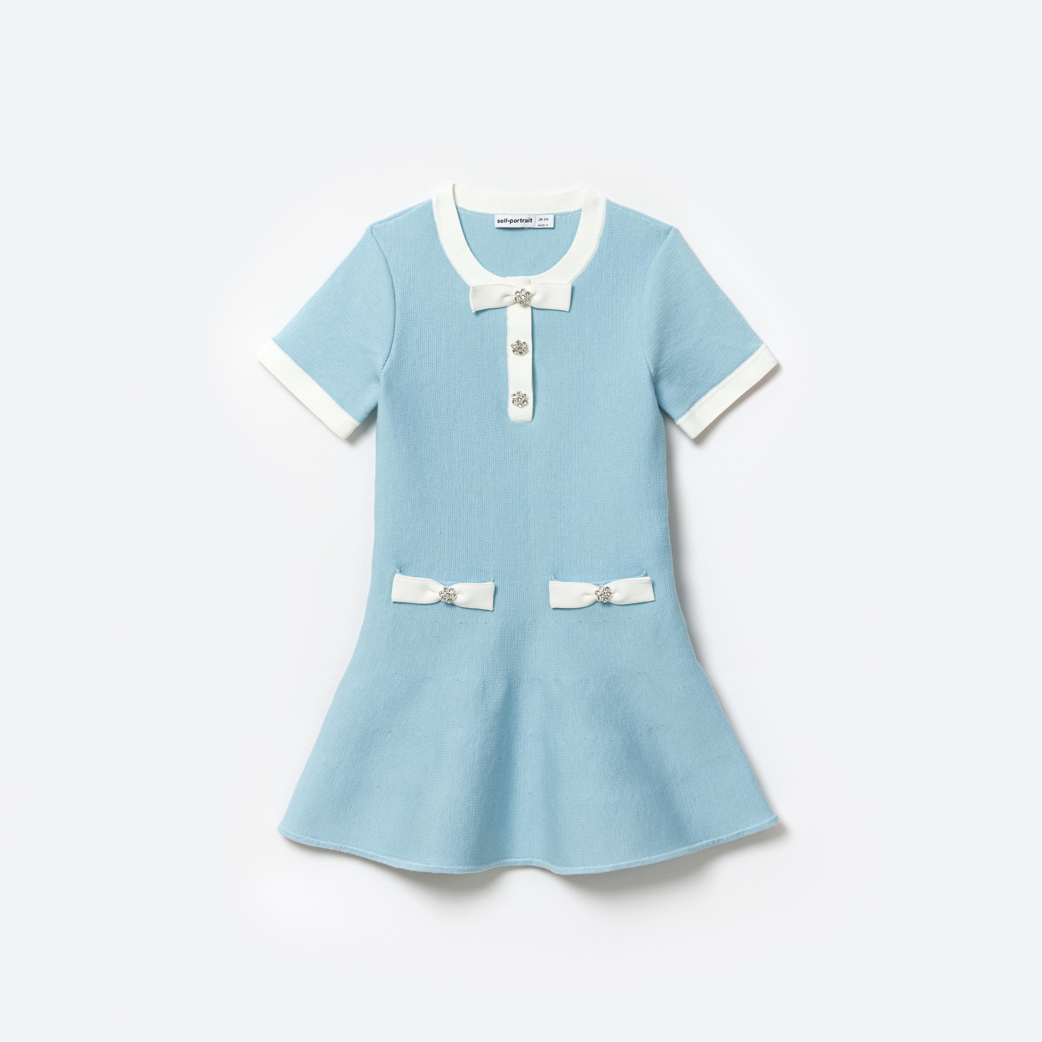 Girls Light Blue Knit Dress