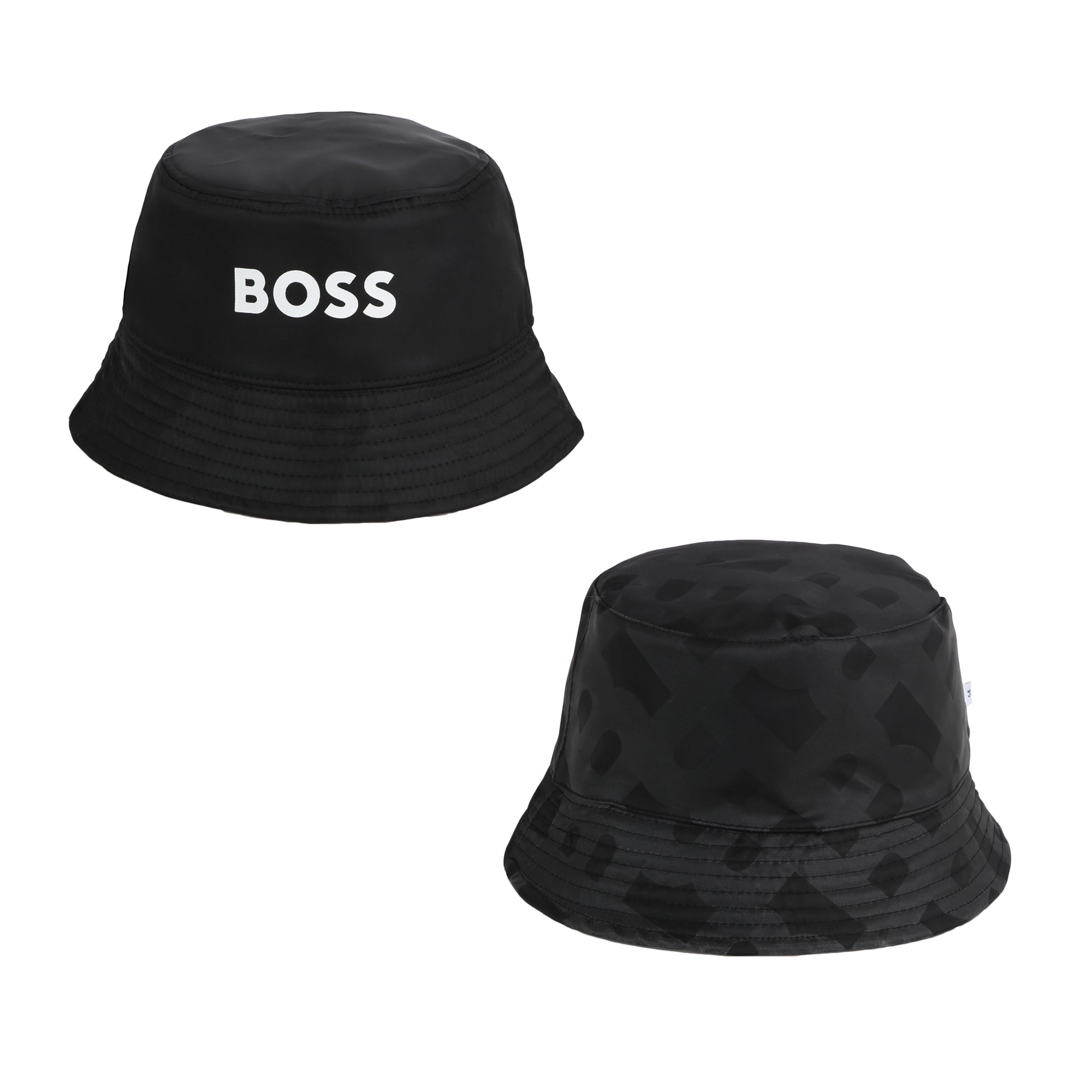 Boys Black Logo Reversible Bucket Hat