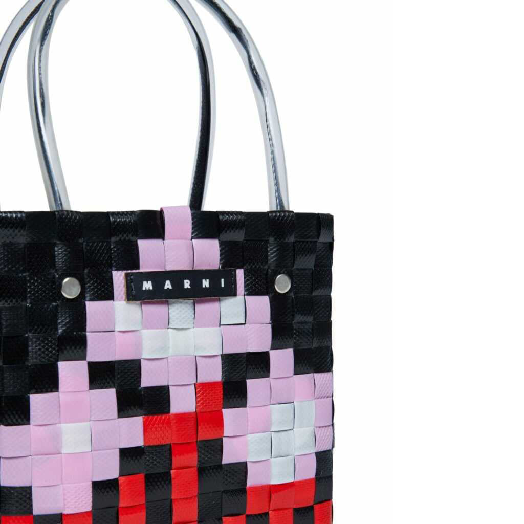 Girls Black Woven Handbag