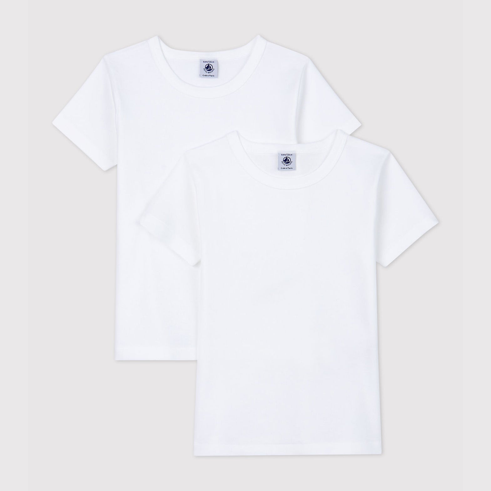 Boys White Cotton T-Shirt Set(2 Pack)