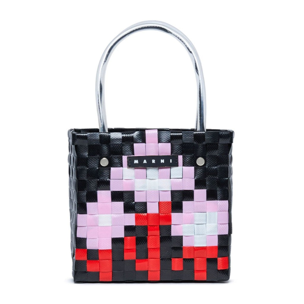 Girls Black Woven Handbag