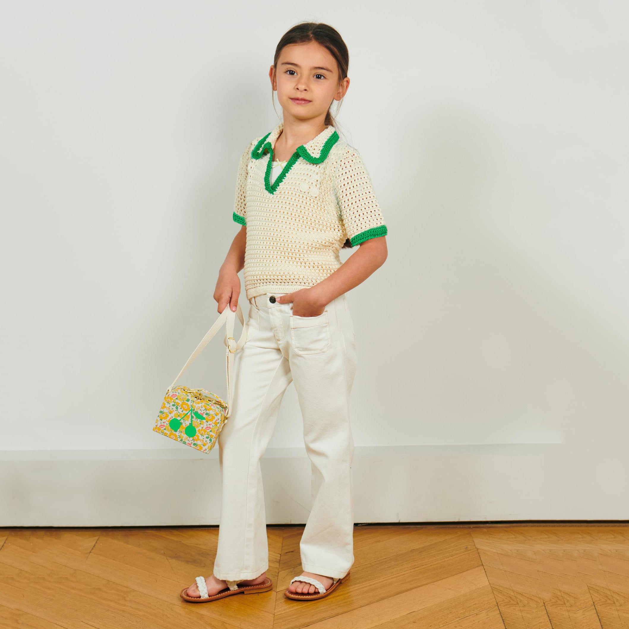 Girls White Cotton Trousers