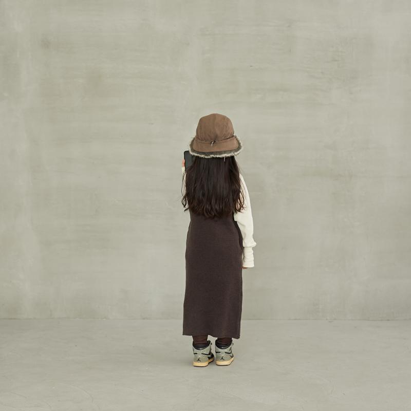 Girls Coffee Wool Dress