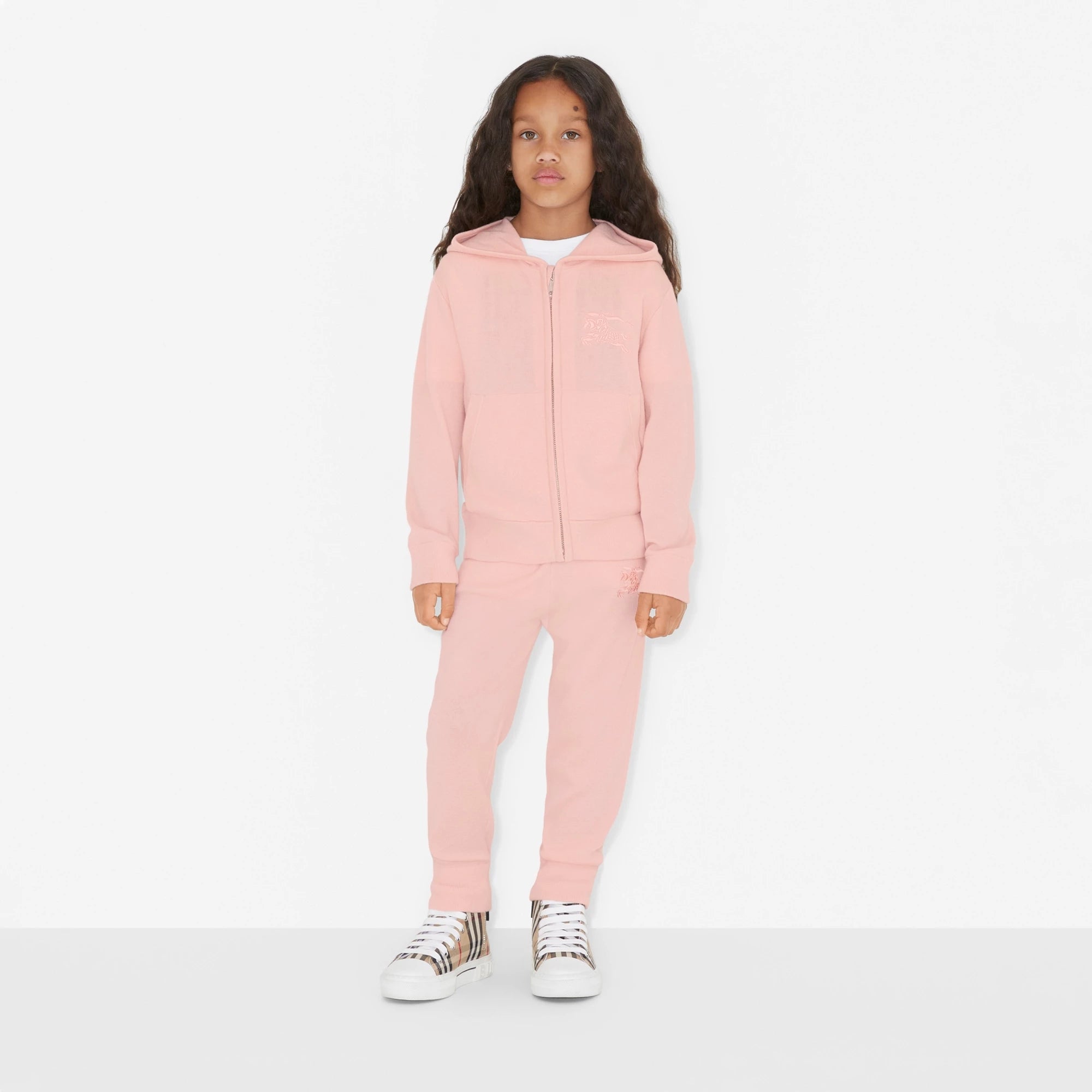 Girls Pink Zip-Up Cashmere Cardigan