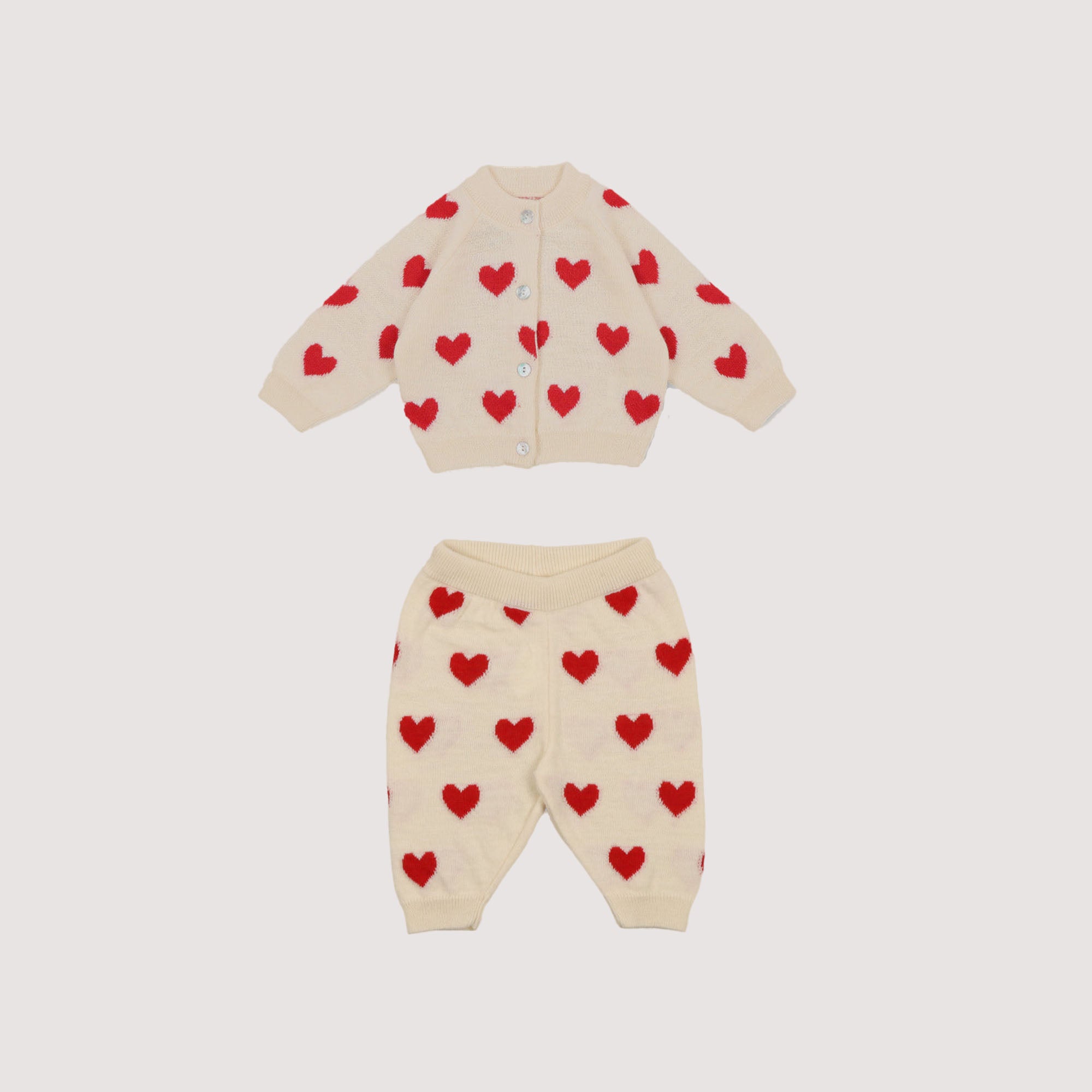 Baby Girls Cream Heart Wool Set